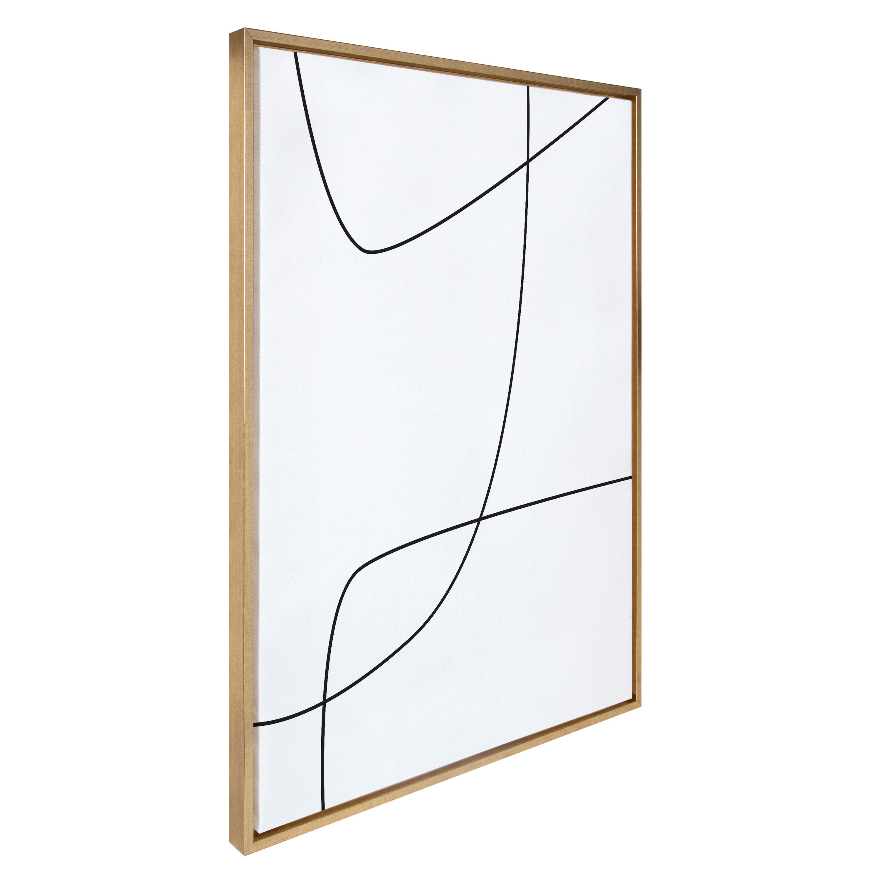 Sylvie Modern Line Abstract 3 BW Framed Canvas by The Creative Bunch Studio