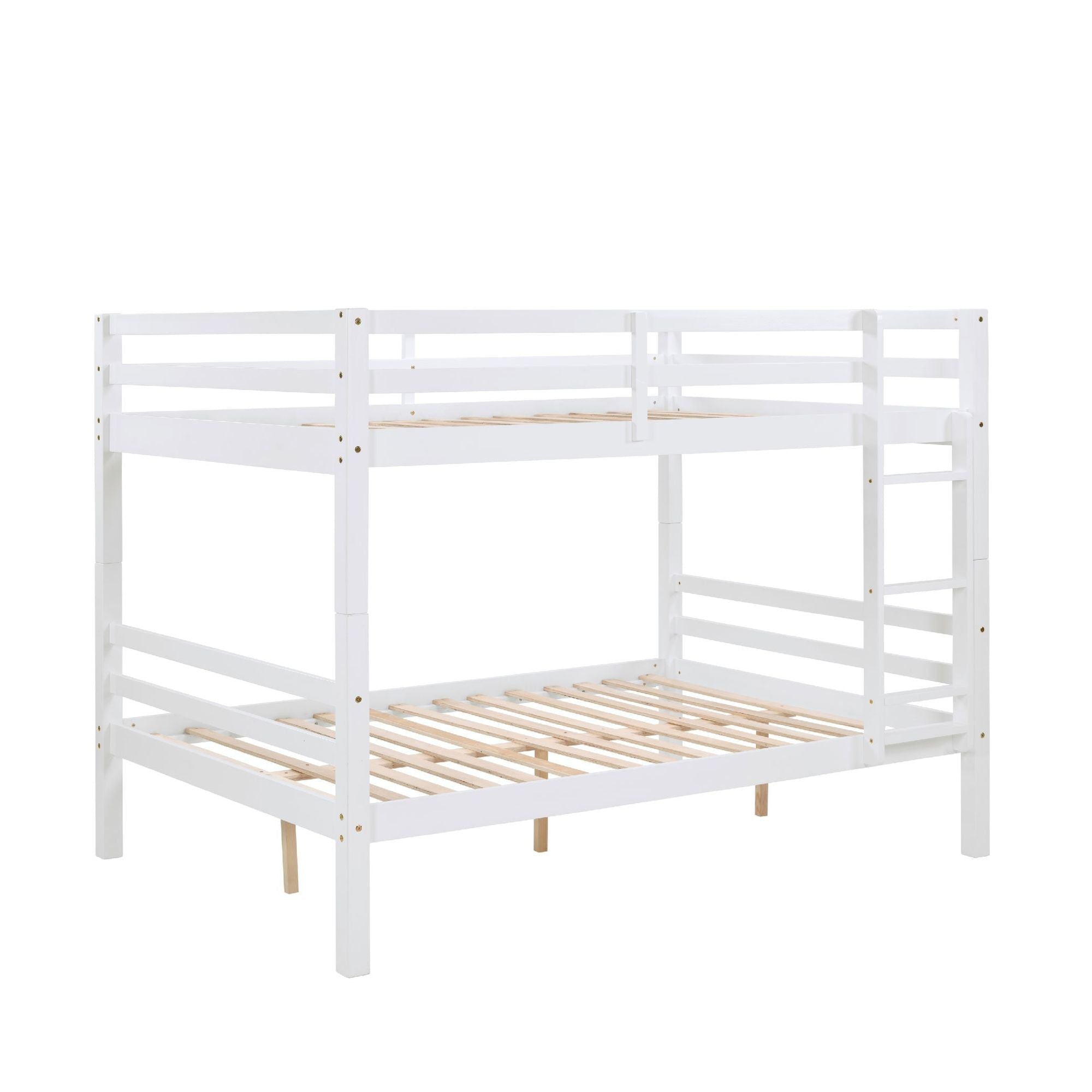 Kids Shared Room Full Over Full Wood Bunk Bed with High Guardrail Ladder White | Just Better Bunk Beds