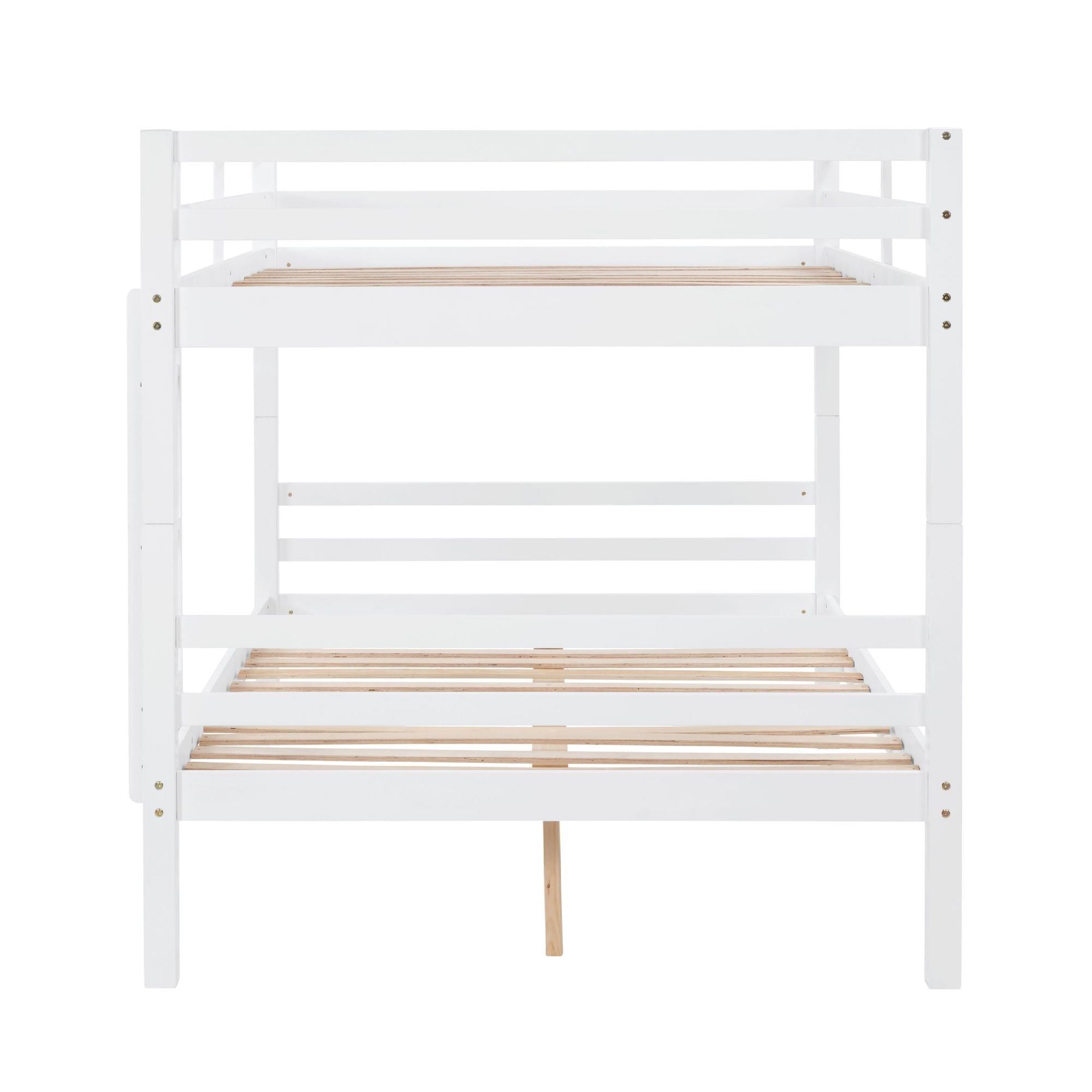 Kids Shared Room Full Over Full Wood Bunk Bed with High Guardrail Ladder White | Just Better Bunk Beds
