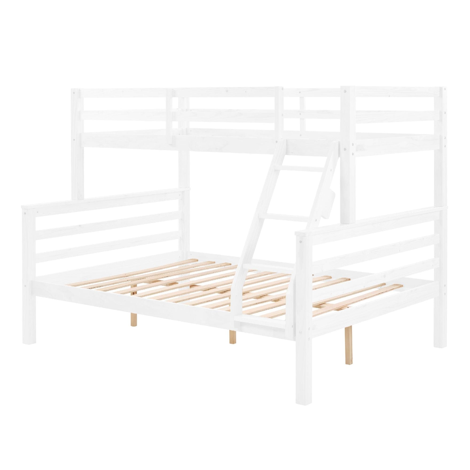 Kids Shared Room Twin Over Full Wood Bunk Bed with High Guardrail Ladder White | Just Better Bunk Beds