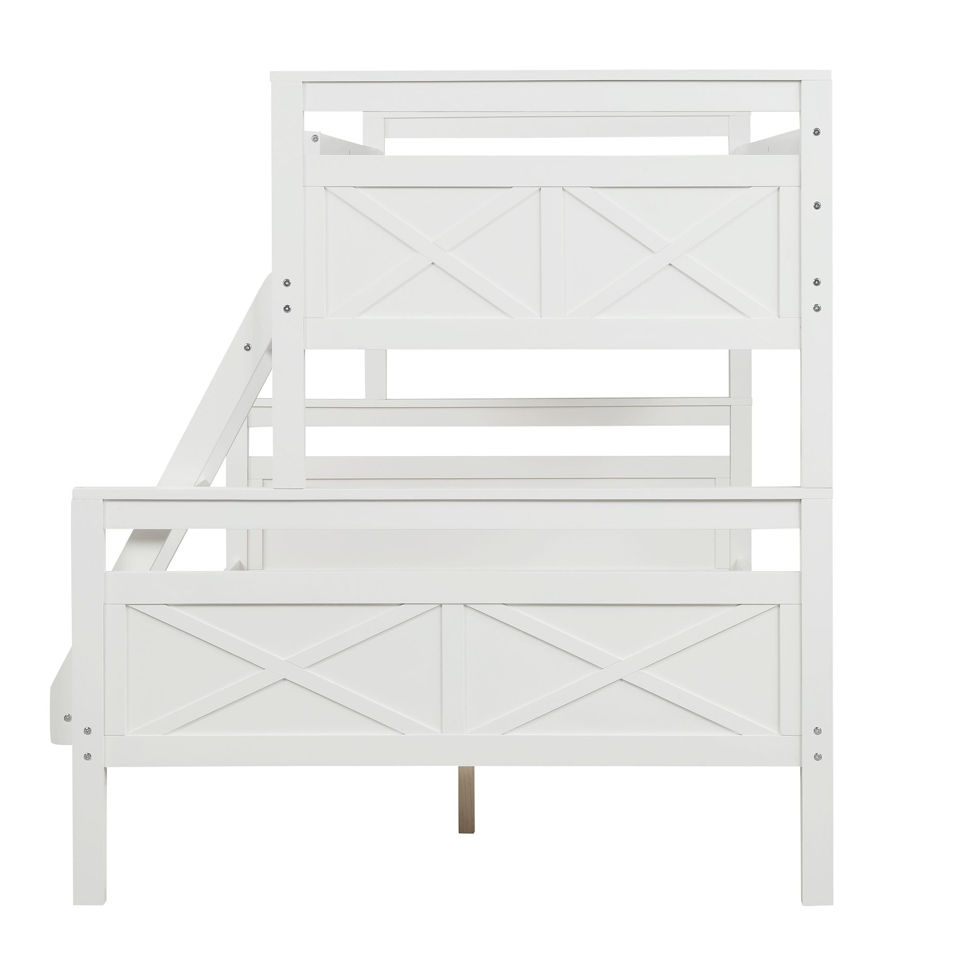 Kids Shared Room Twin Over Full Wood Bunk Bed with Ladder and Safety Guardrail, Gray | Just Better Bunk Beds