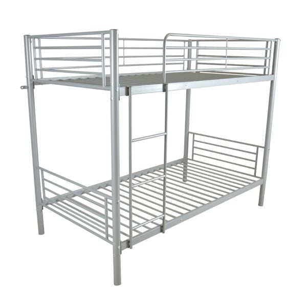 Kids Shared Room Twin Over Twin Iron Bunk Bed with Ladder Gray | Just Better Bunk Beds