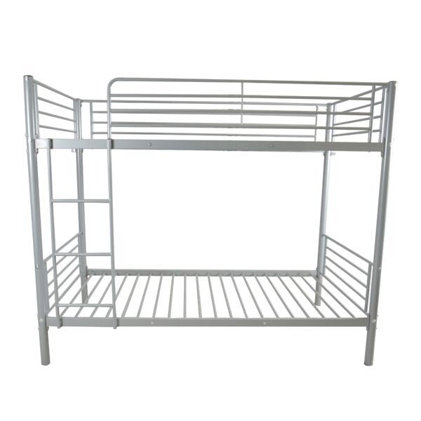Kids Shared Room Twin Over Twin Iron Bunk Bed with Ladder Gray | Just Better Bunk Beds