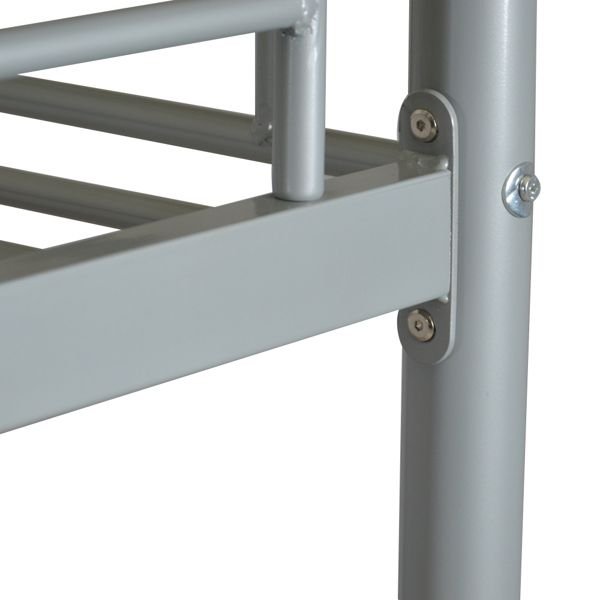Kids Shared Room Twin Over Twin Iron Bunk Bed with Ladder Gray | Just Better Bunk Beds