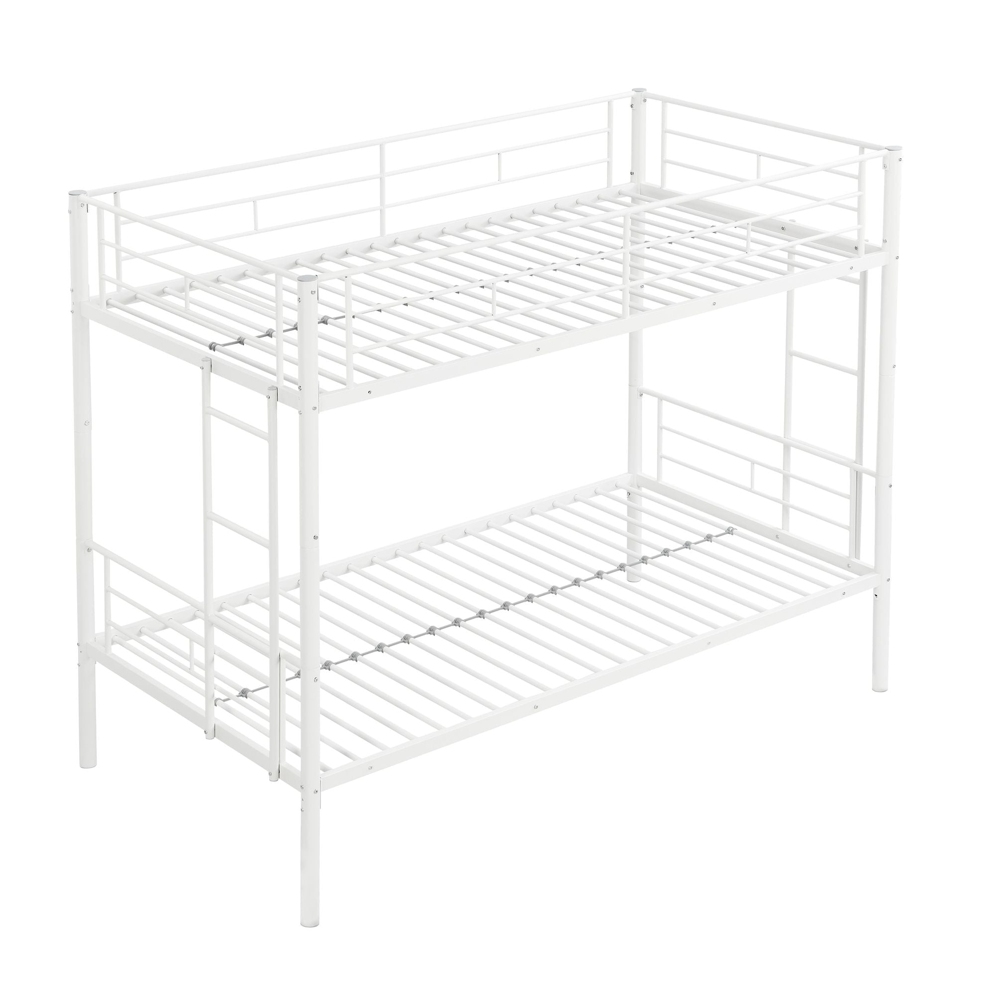 Kids Shared Room Twin Over Twin Metal Bunk Bed with 2 Ladders and Full-Length Guardrail, Black | Just Better Bunk Beds