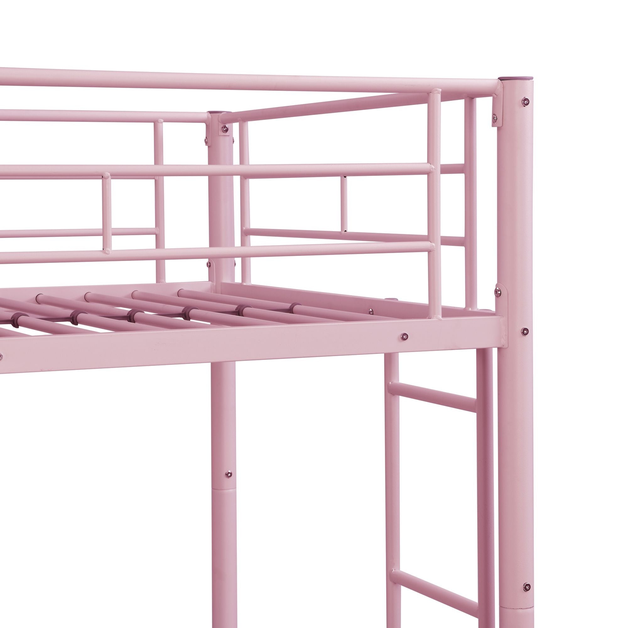 Kids Shared Room Twin Over Twin Metal Bunk Bed with 2 Ladders and Full-Length Guardrail, Black | Just Better Bunk Beds