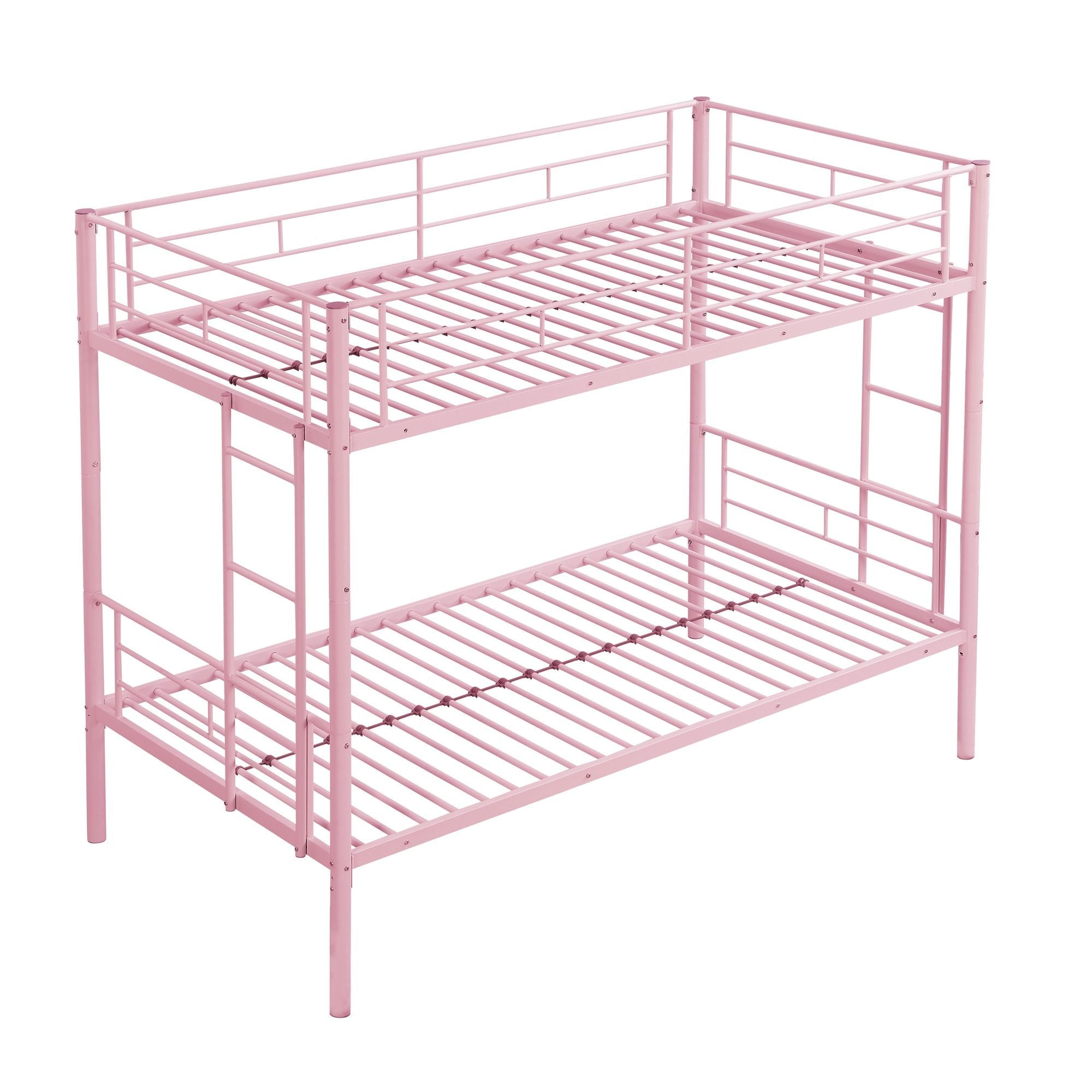 Kids Shared Room Twin Over Twin Metal Bunk Bed with 2 Ladders and Full-Length Guardrail, Black | Just Better Bunk Beds