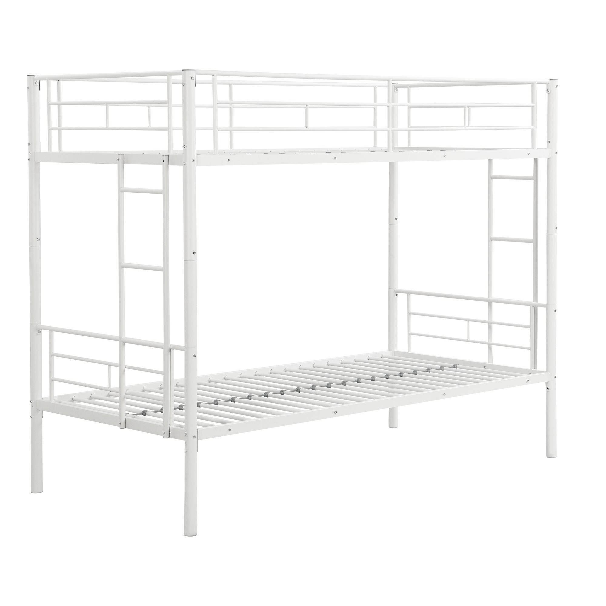 Kids Shared Room Twin Over Twin Metal Bunk Bed with 2 Ladders and Full-Length Guardrail, Black | Just Better Bunk Beds