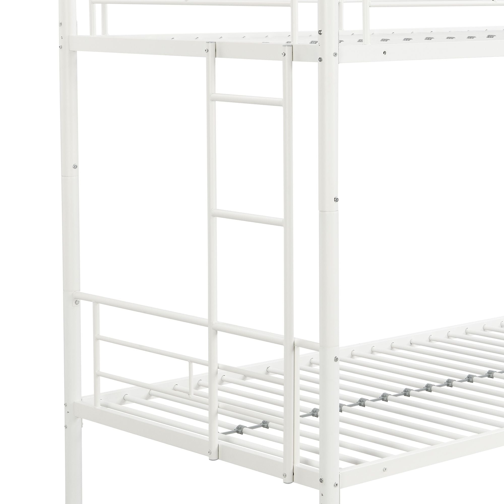 Kids Shared Room Twin Over Twin Metal Bunk Bed with 2 Ladders and Full-Length Guardrail, Black | Just Better Bunk Beds