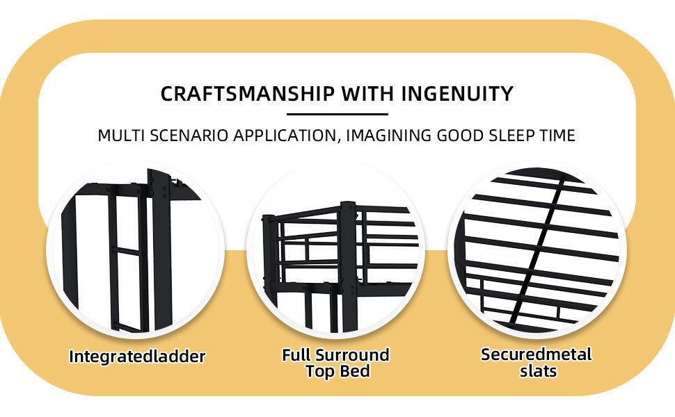 Kids Shared Room Twin Over Twin Metal Bunk Bed with Ladder, Guardrail, Convertible Design in Black | Just Better Bunk Beds