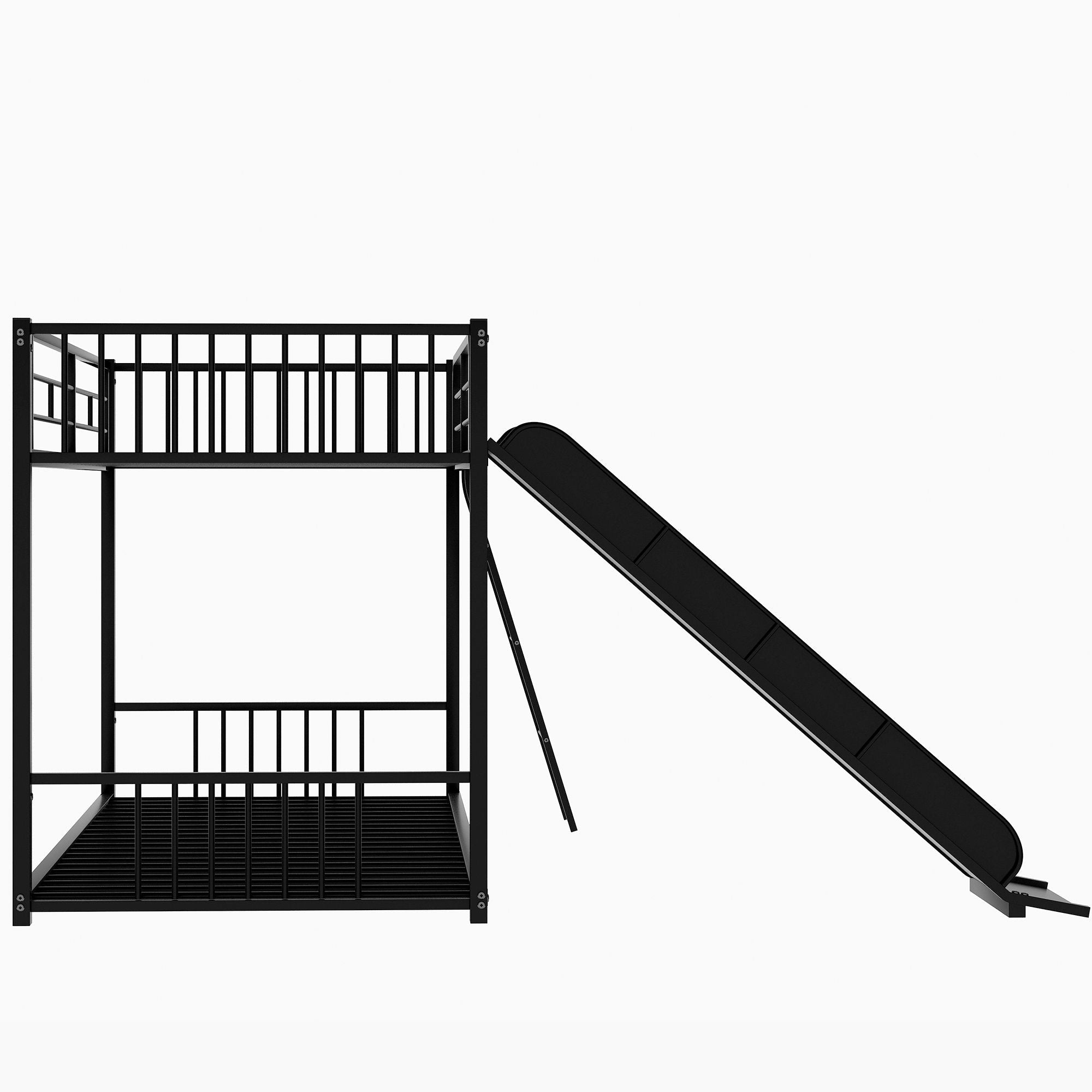 Kids Shared Room Twin Over Twin Metal Bunk Bed with Slide, Ladder, White or Black | Just Better Bunk Beds