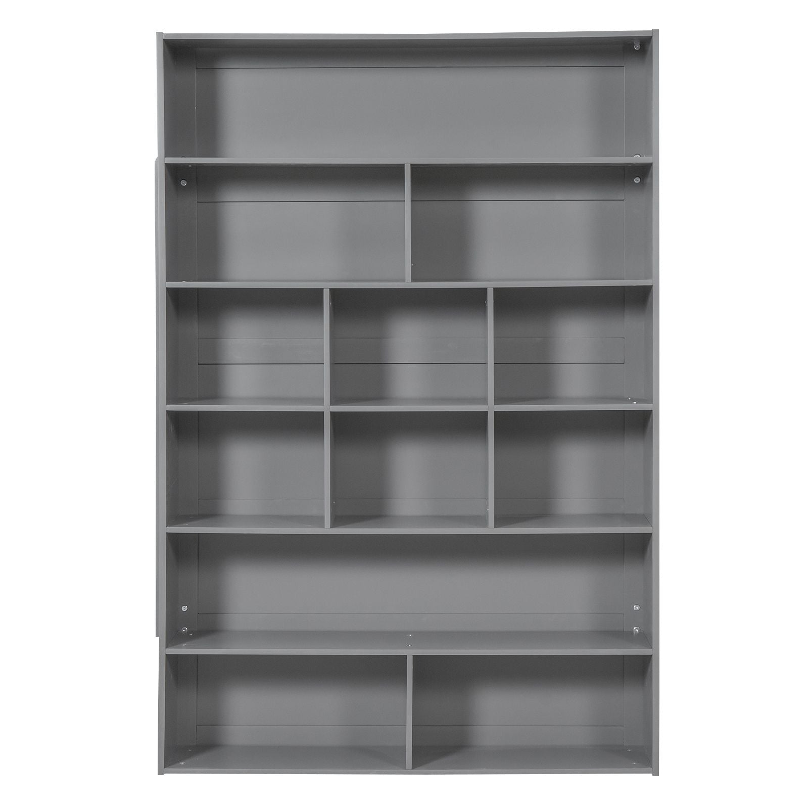 Kids Shared Room Twin Over Twin Wood Bunk Bed with 2 Drawers and Multi-layer Cabinet, Gray | Just Better Bunk Beds