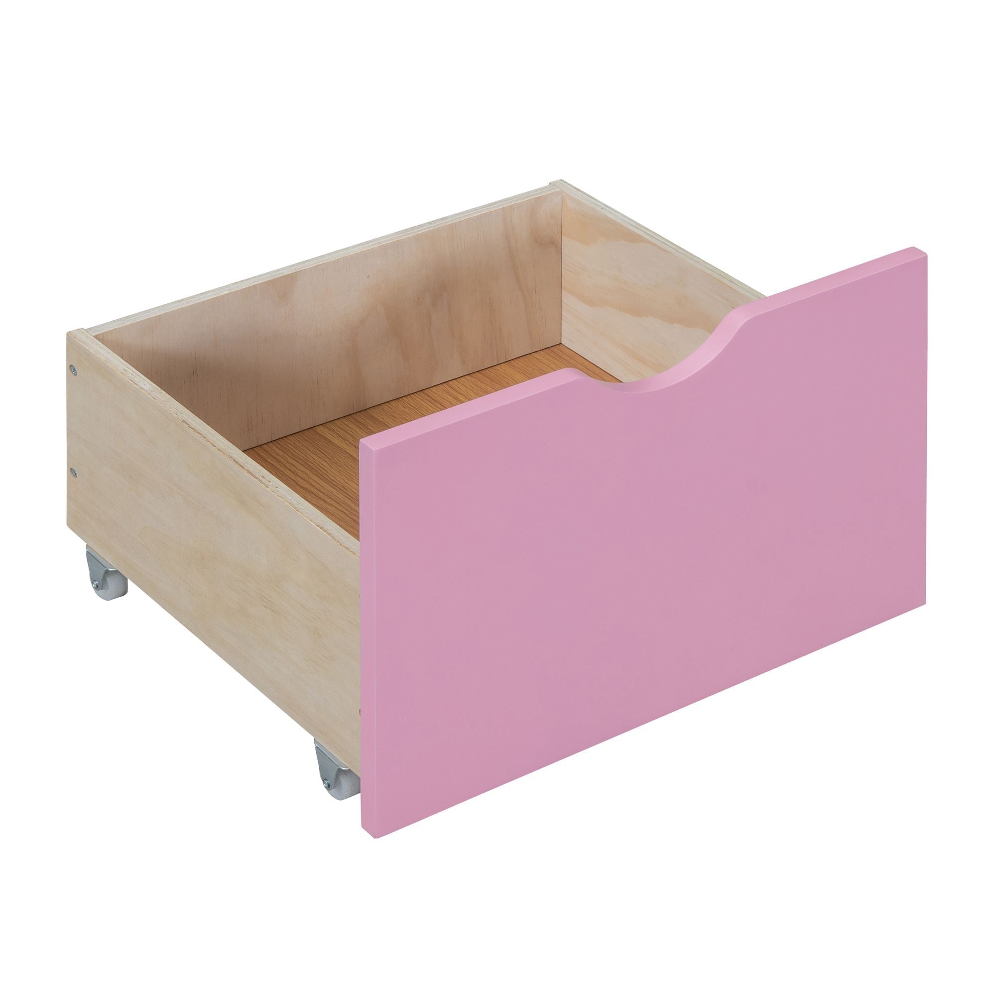 Kids Shared Room Twin Over Twin Wood Bunk Bed with Convertible Desk, Pink | Just Better Bunk Beds