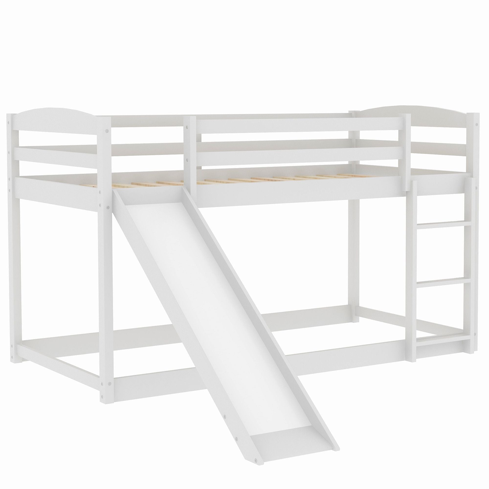 Kids Shared Room Twin over Twin Wood Bunk Bed with Convertible Slide and Ladder Gray | Just Better Bunk Beds
