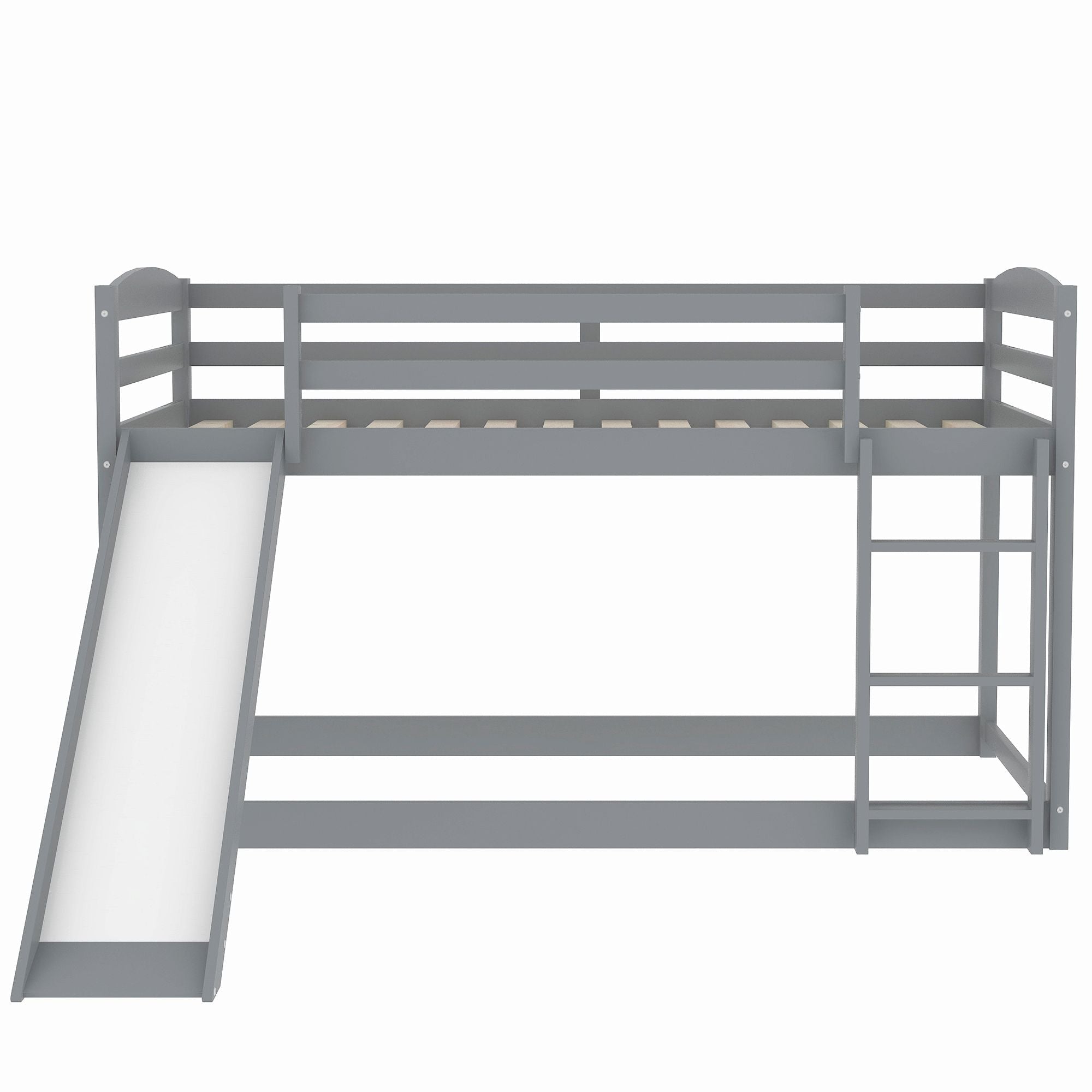Kids Shared Room Twin over Twin Wood Bunk Bed with Convertible Slide and Ladder Gray | Just Better Bunk Beds
