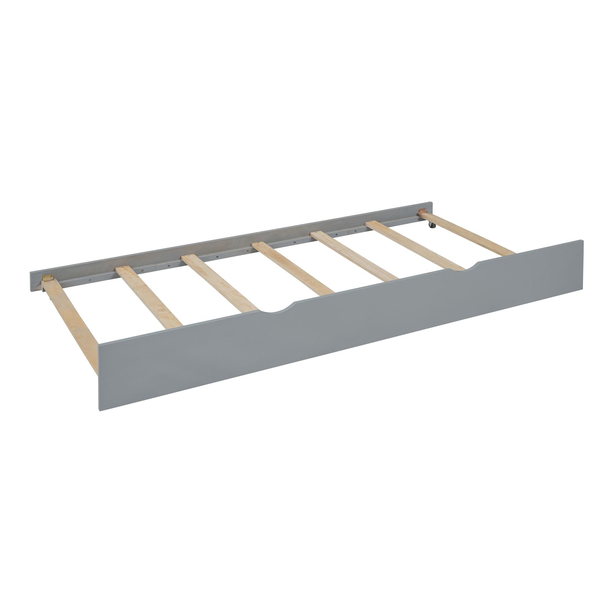 Kids Shared Room Twin Over Twin Wood Bunk Bed with Trundle, Desk, Storage, Gray | Just Better Bunk Beds