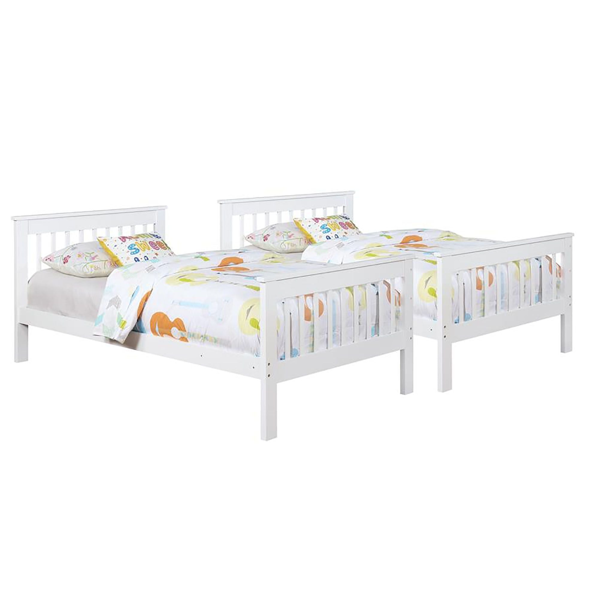 Twin Over Twin Wood Bunk Bed for Kids with Ladder and Guardrails | Just Better Bunk Beds