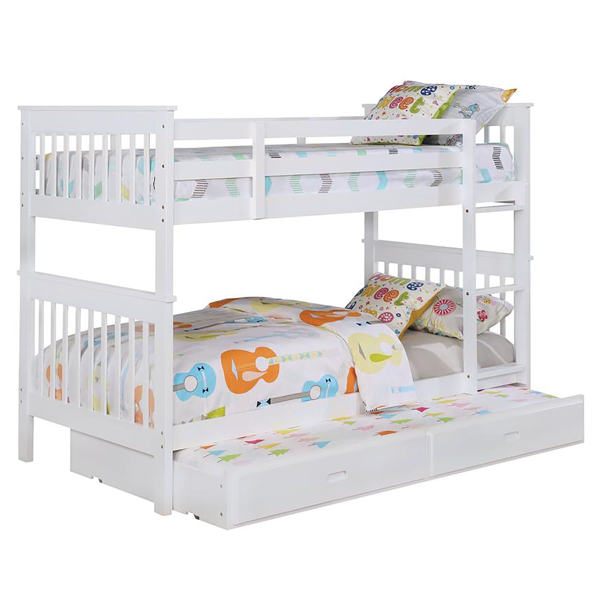 Twin Over Twin Wood Bunk Bed for Kids with Ladder and Guardrails | Just Better Bunk Beds