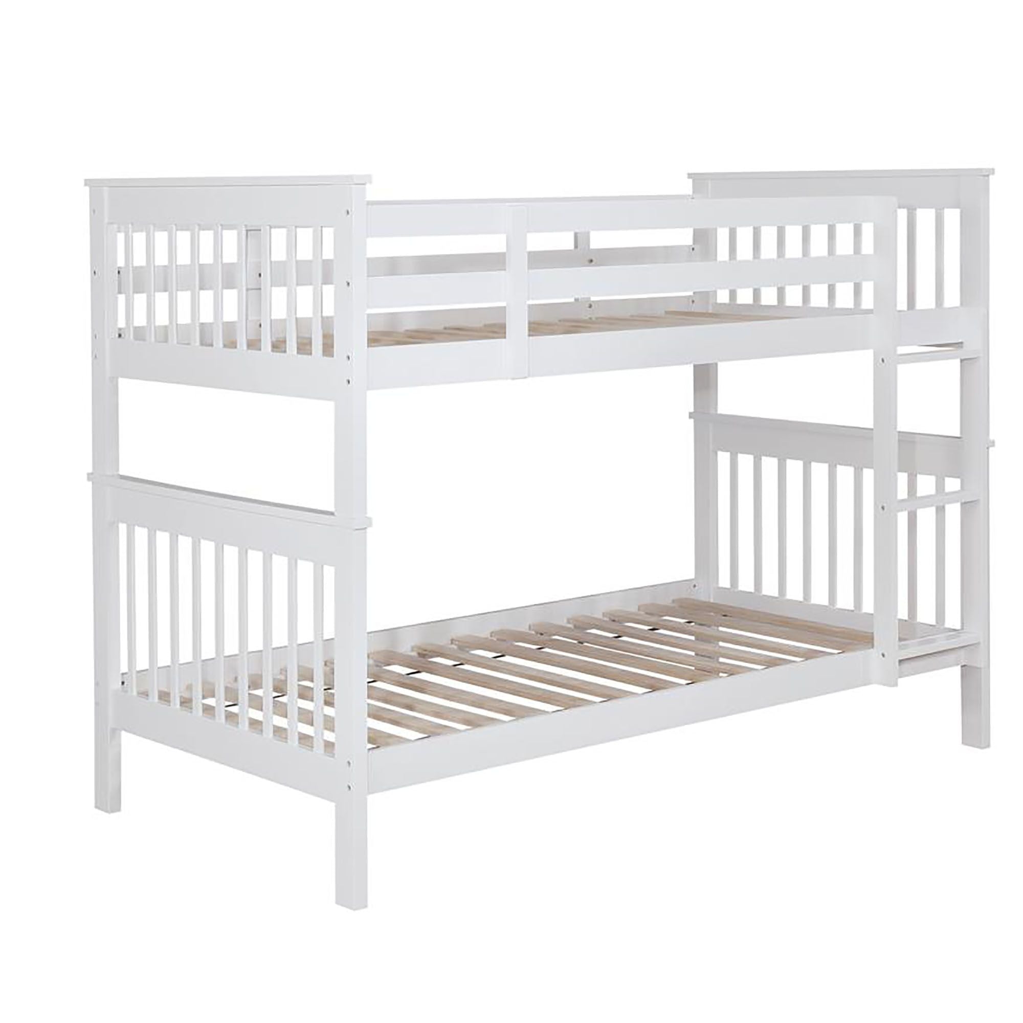 Twin Over Twin Wood Bunk Bed for Kids with Ladder and Guardrails | Just Better Bunk Beds