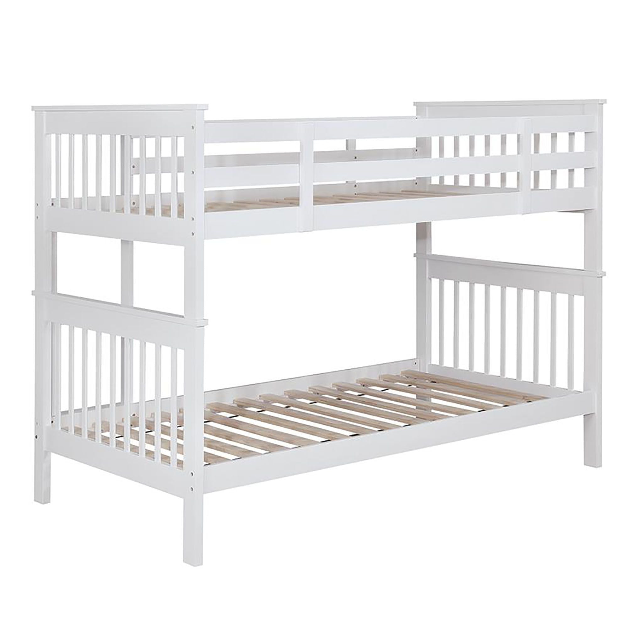 Twin Over Twin Wood Bunk Bed for Kids with Ladder and Guardrails | Just Better Bunk Beds