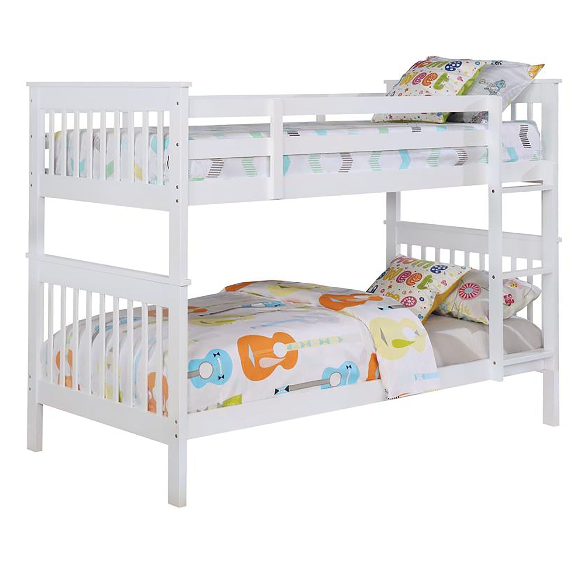 Twin Over Twin Wood Bunk Bed for Kids with Ladder and Guardrails | Just Better Bunk Beds