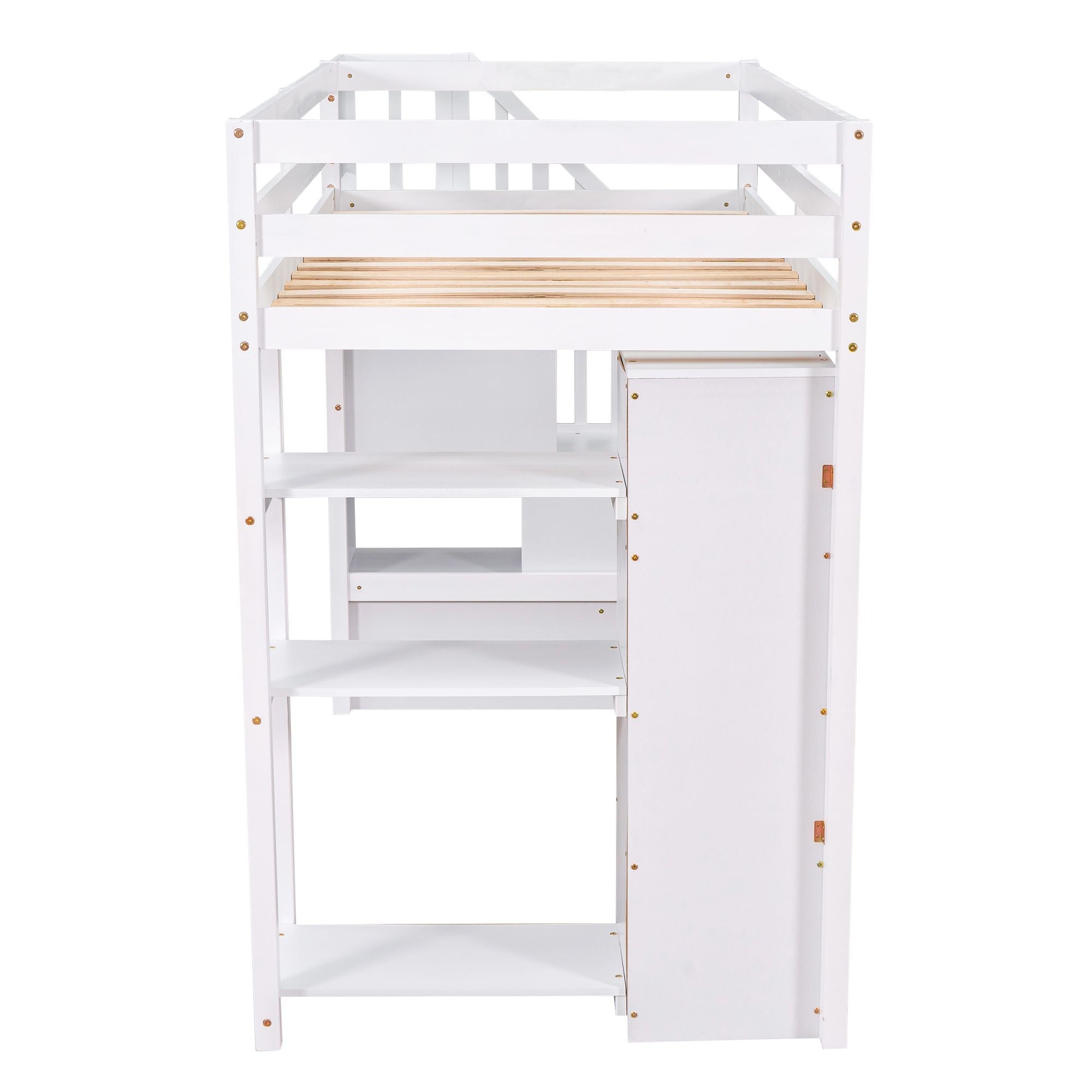 Kids Shared Room Twin Wood Loft Bed with Storage Drawers and Stairs, Espresso, White, or Gray | Just Better Bunk Beds