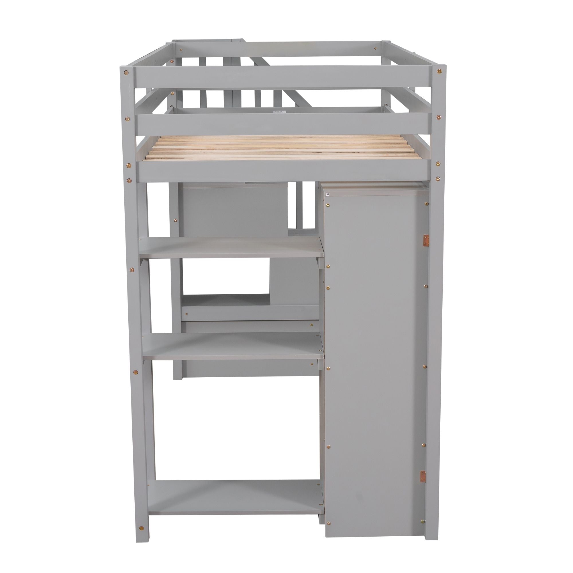 Kids Shared Room Twin Wood Loft Bed with Storage Drawers and Stairs, Espresso, White, or Gray | Just Better Bunk Beds