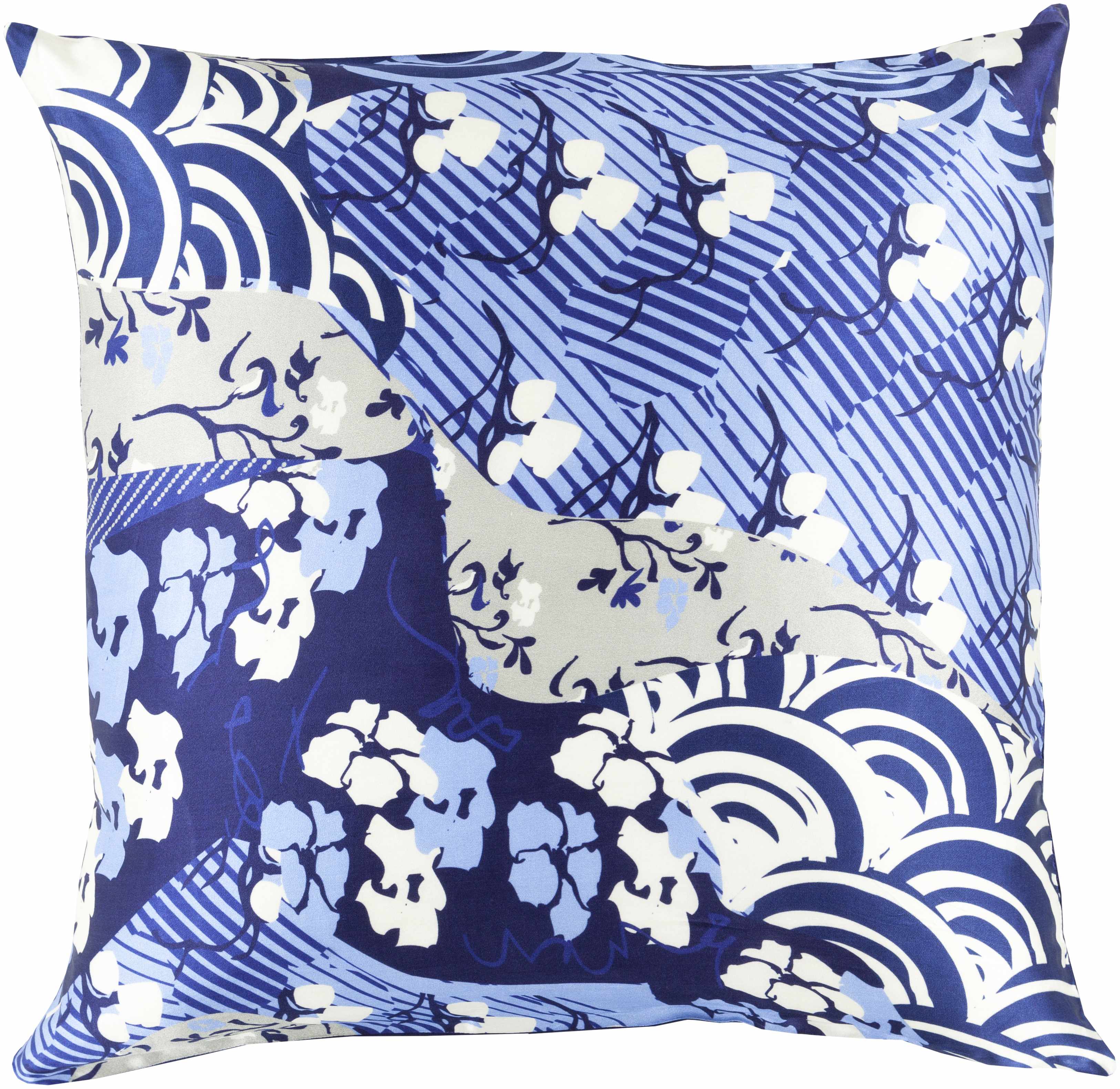 Kinta Navy Floral Geometric Throw Pillow - Clearance-0