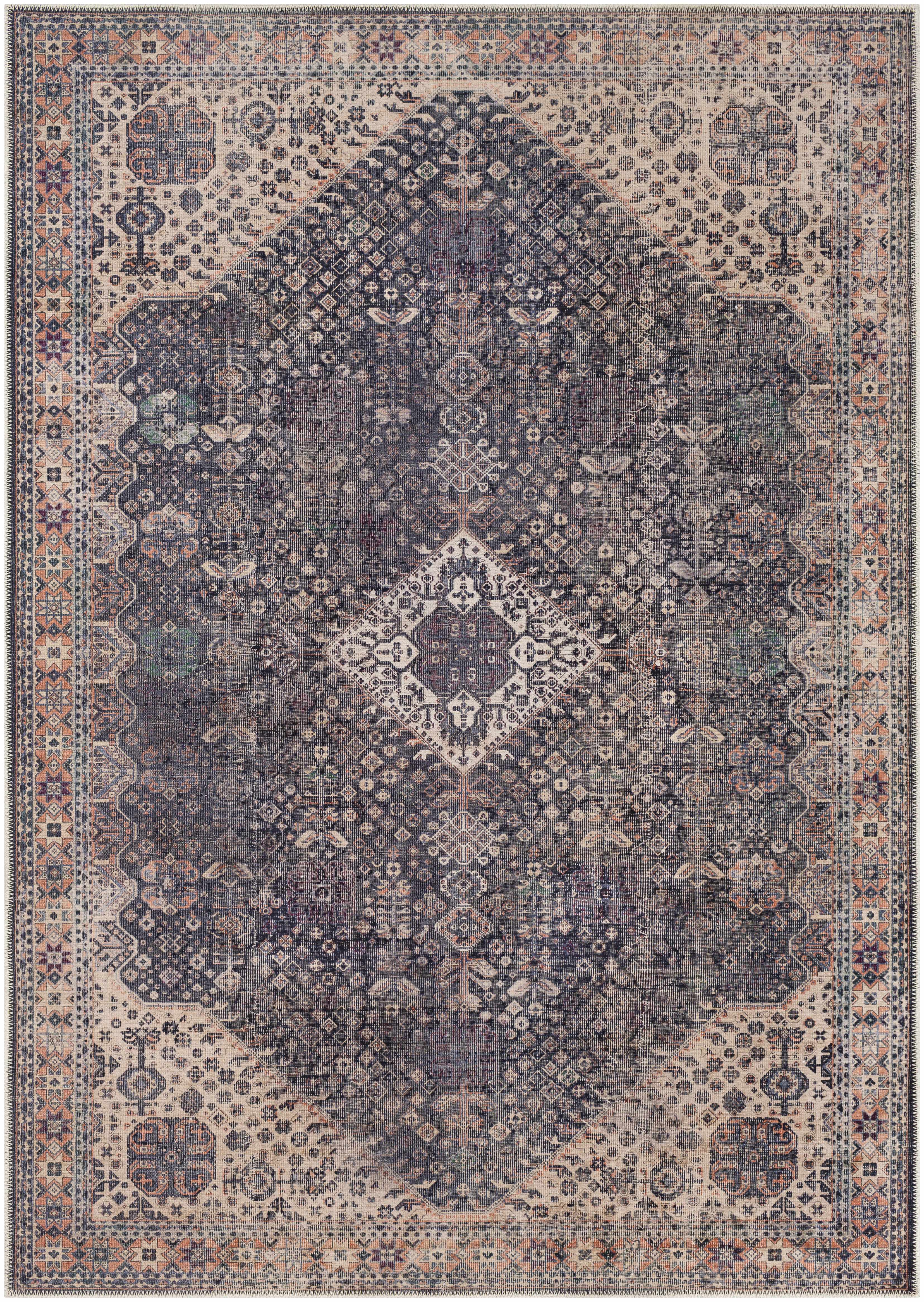 Kittrell Brown Medallion Washable Rug-7