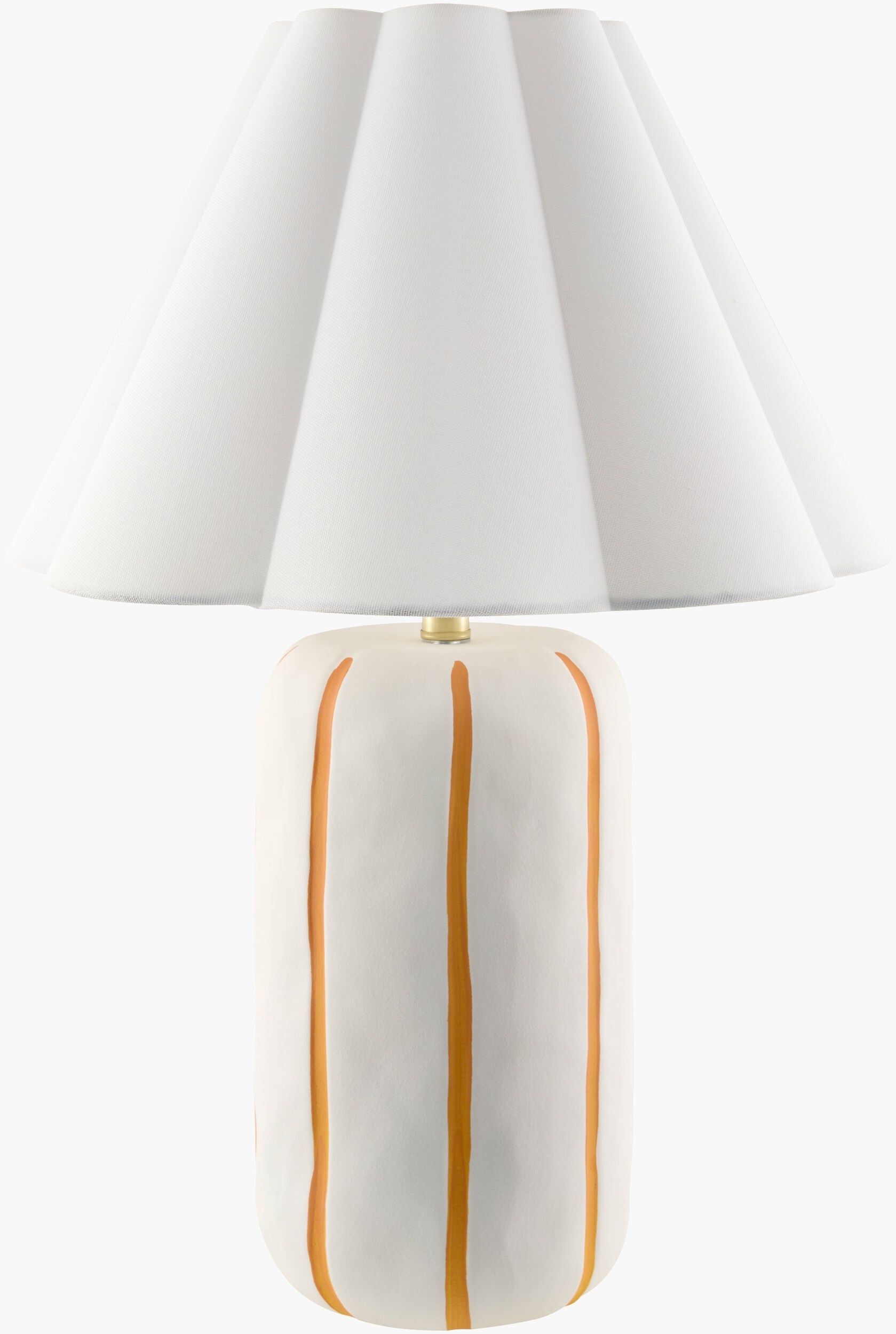 Soft Orange Traditional Table Lamp with linen details for bedside or console tables-0