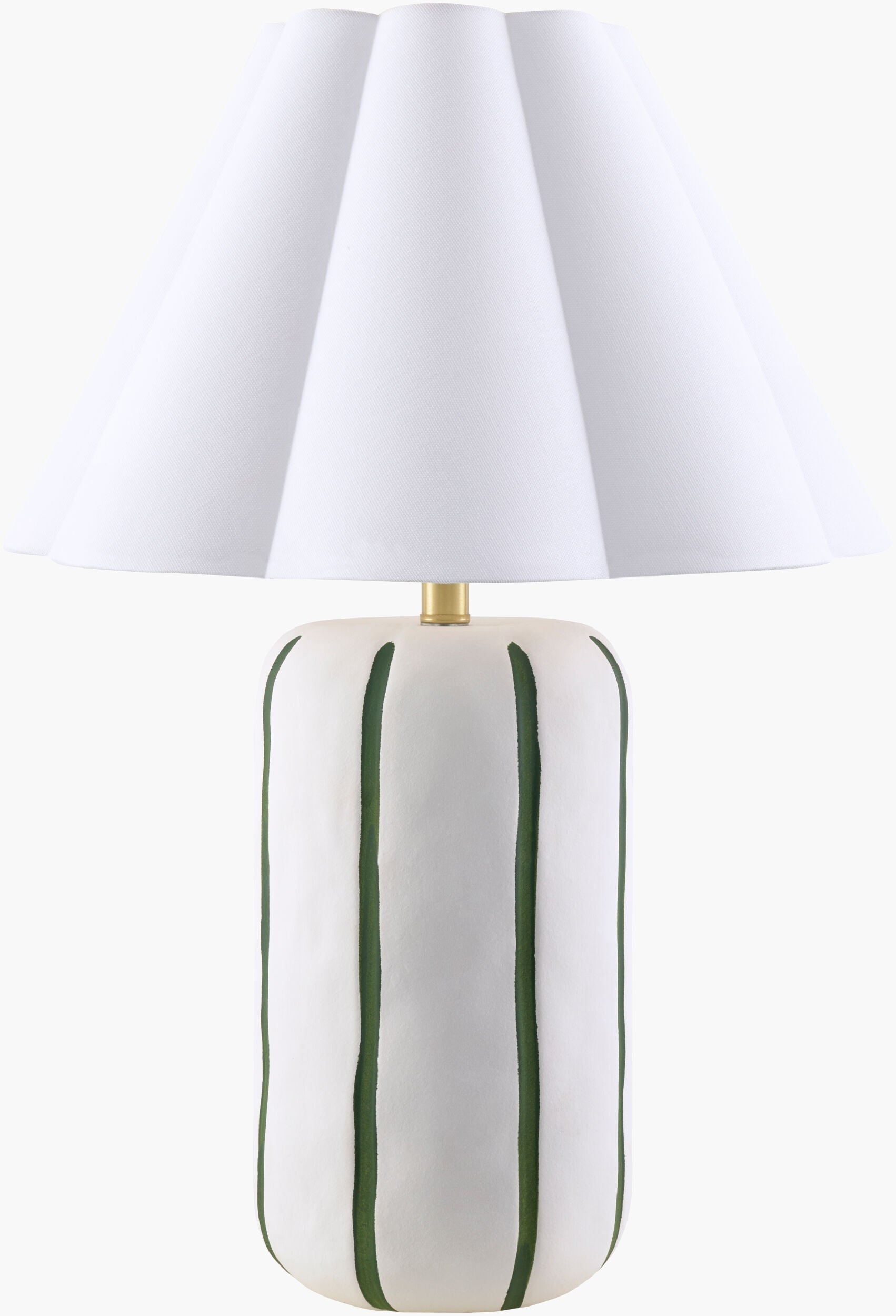 Striped Ceramic Table Lamp with Pleated Shade-0