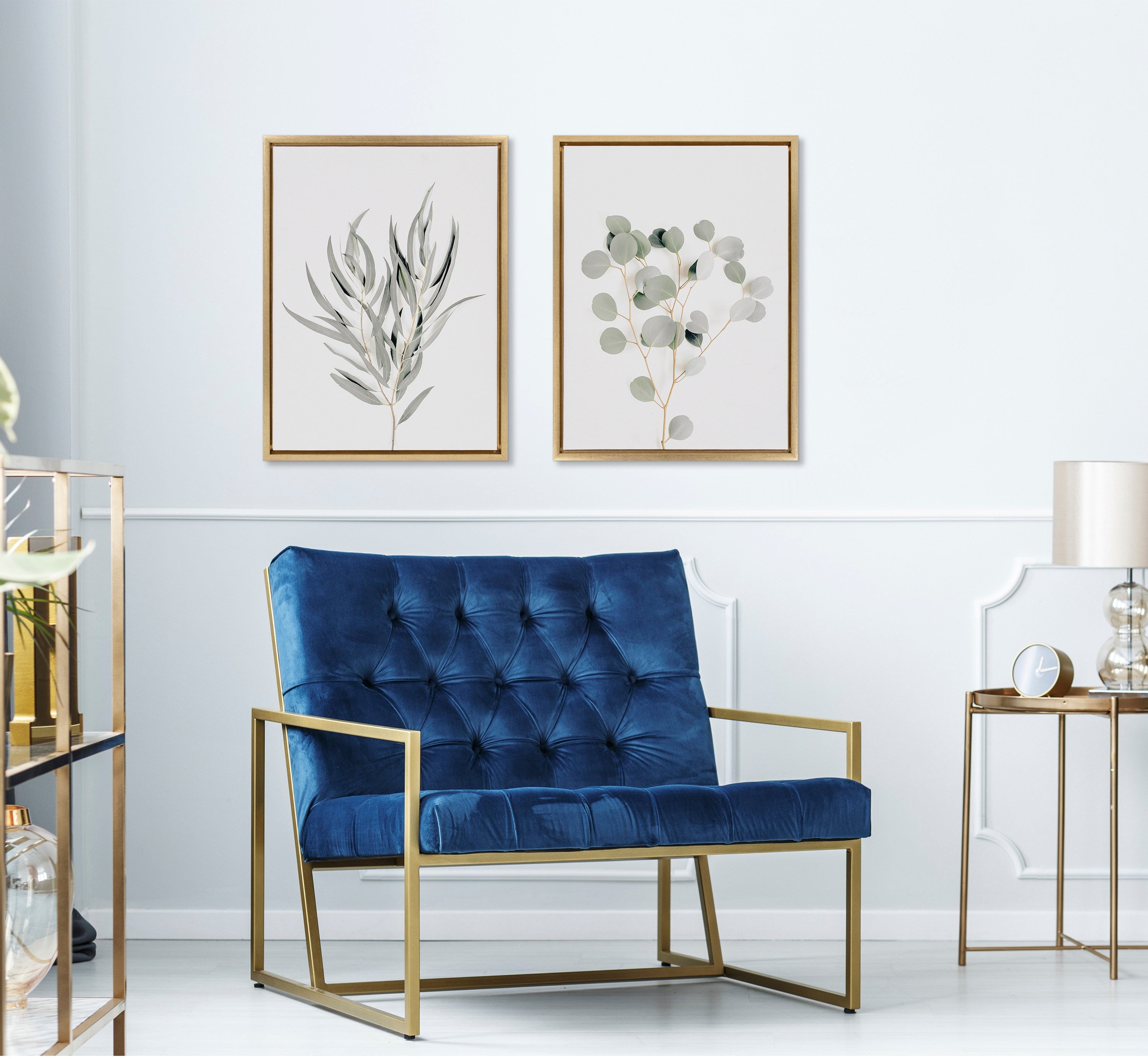 Sylvie Neutral Botanical 1 and 2 Framed Canvas Set by The Creative Bunch Studio