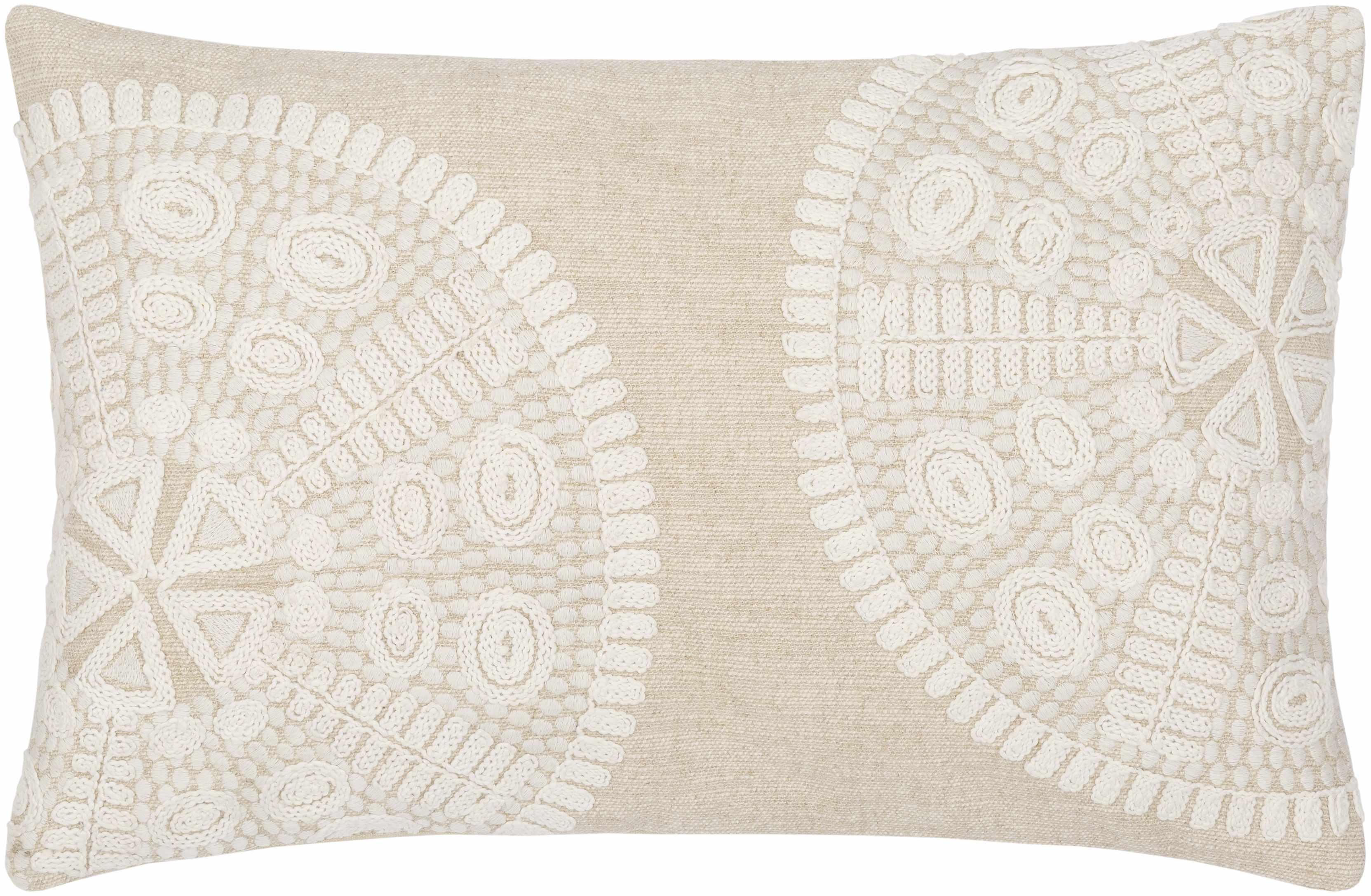 Kinango Beige Embroidered Accent Pillow - Clearance - PRHOMZ