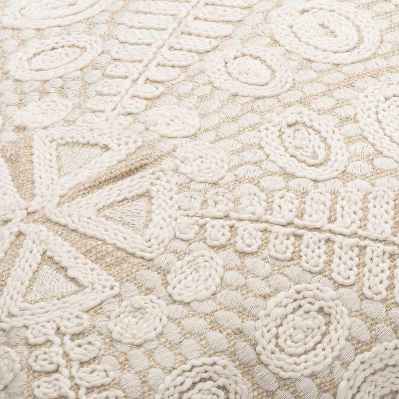 Kinango Beige Embroidered Accent Pillow - Clearance - PRHOMZ