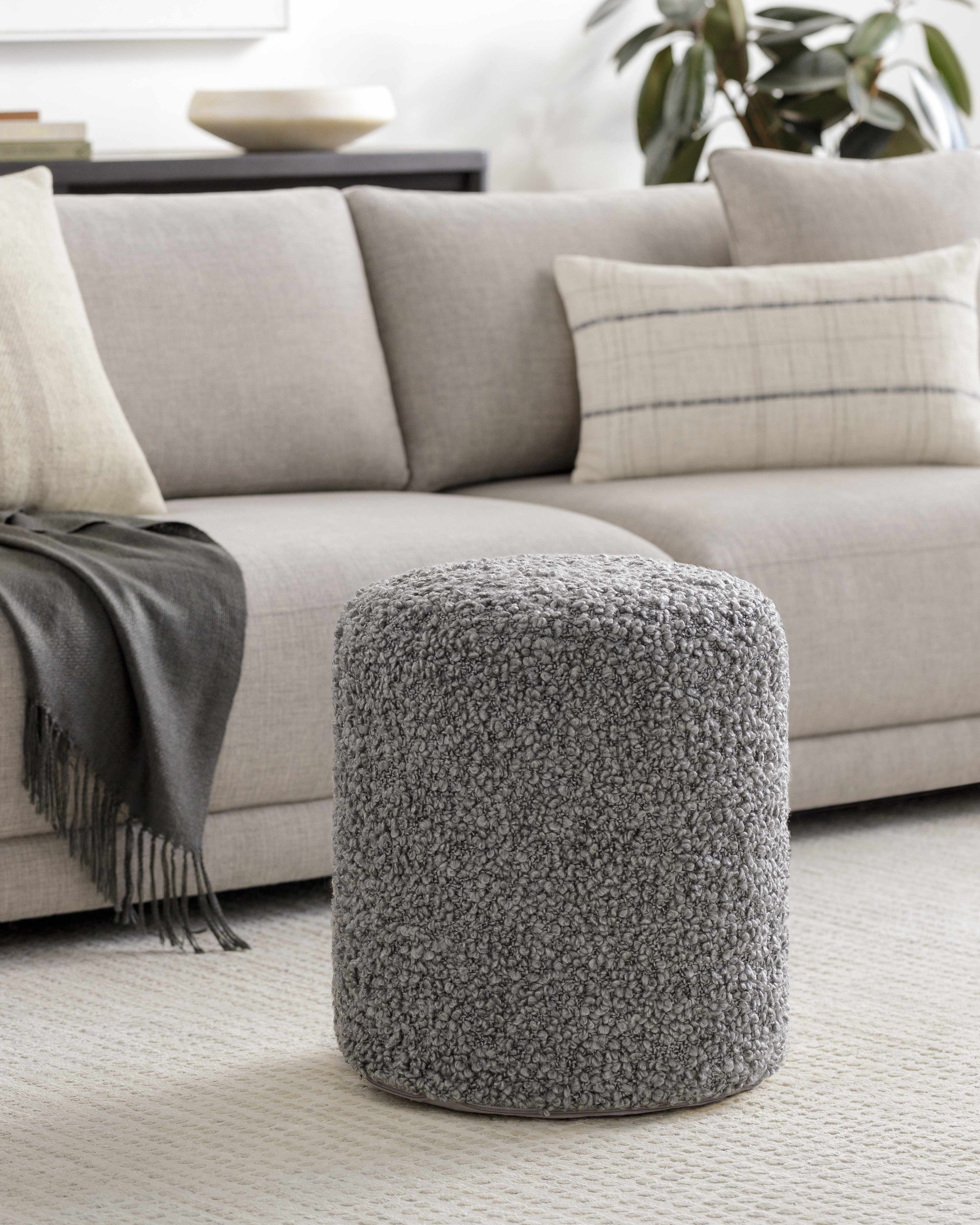 Kamarpukur Knitted Gray Ottoman Pouf-0