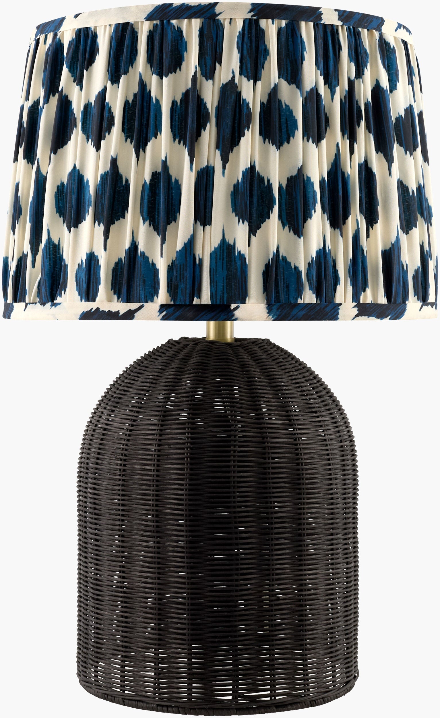 Deep Aqua Blue Bohemian Table Lamp with global details for bedside or console tables-0