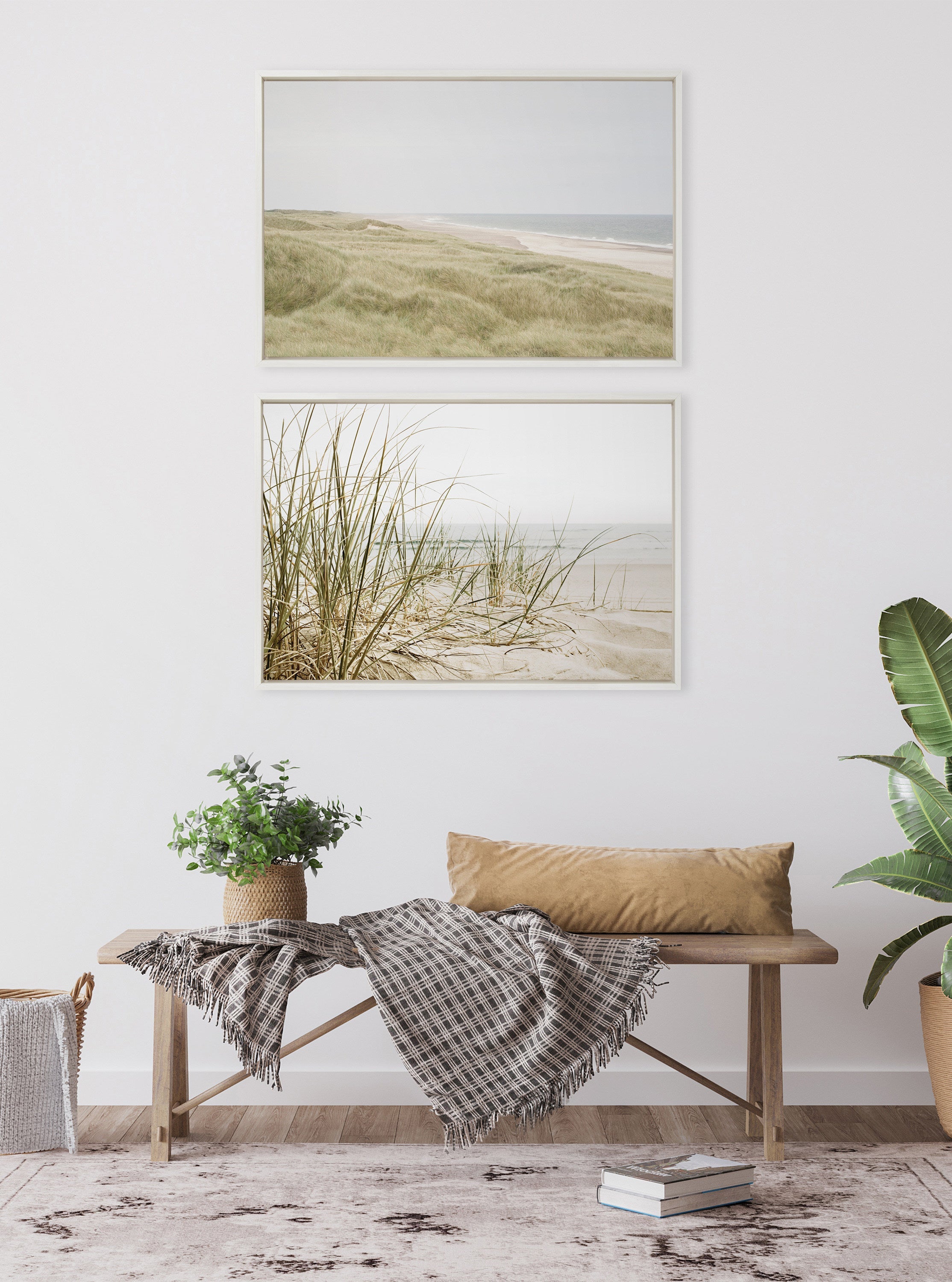 Sylvie Calming Beach Grass Framed Canvas by The Creative Bunch Studio