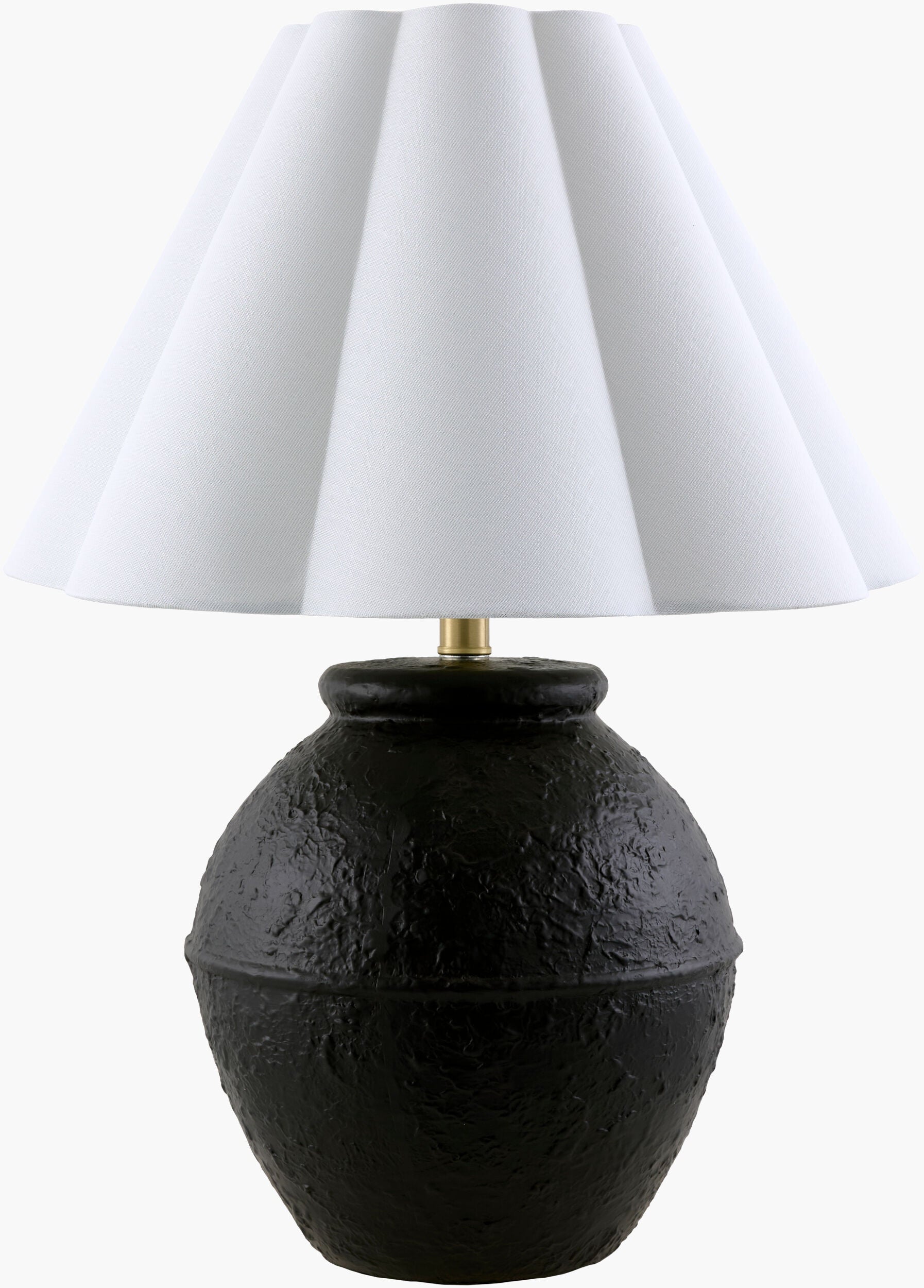Dark Gray Rustic Table Lamp with linen details for bedside or console tables-0