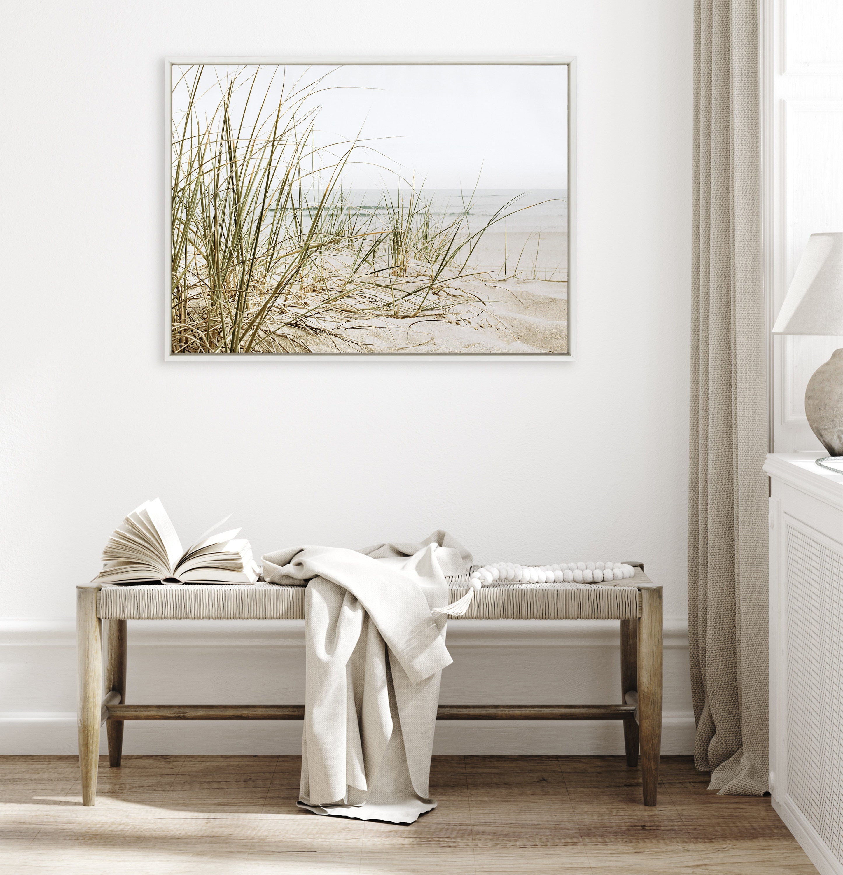 Sylvie Calming Beach Grass Framed Canvas by The Creative Bunch Studio