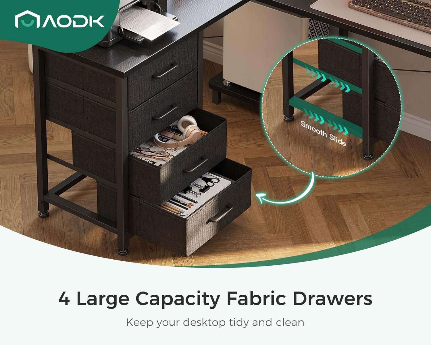 L Shaped Gaming Desk 61 Inch With Built In Power Outlets