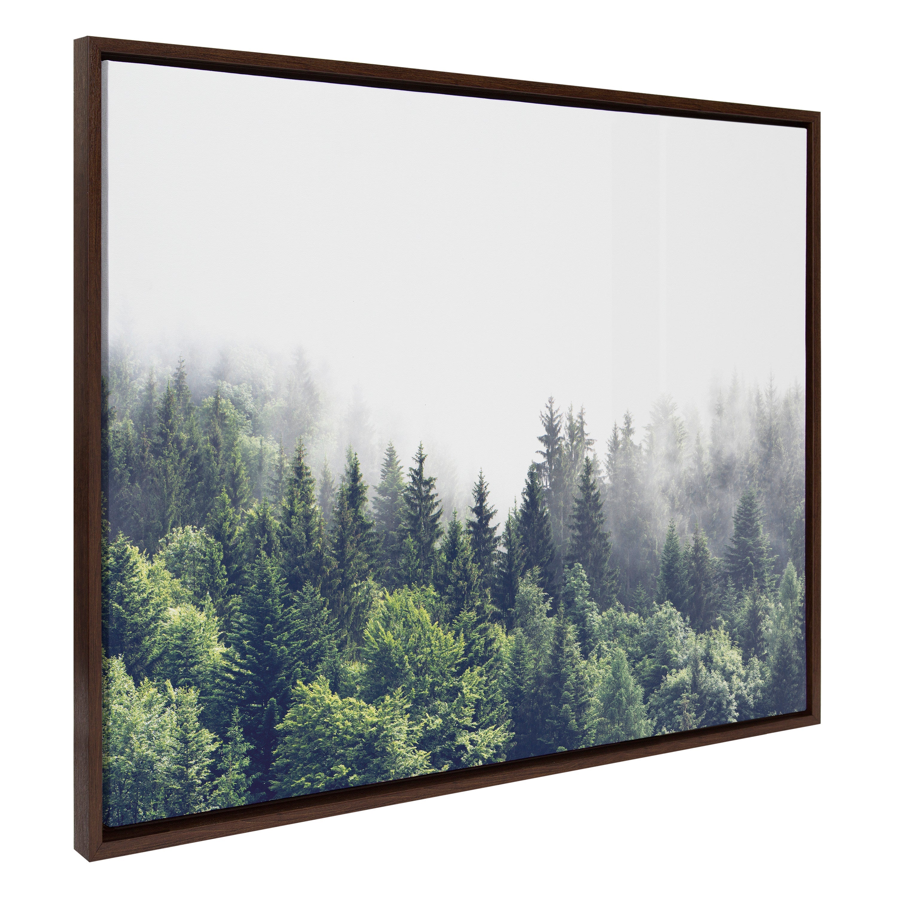 Sylvie Lush Green Forest On A Foggy Day Framed Canvas by The Creative Bunch Studio