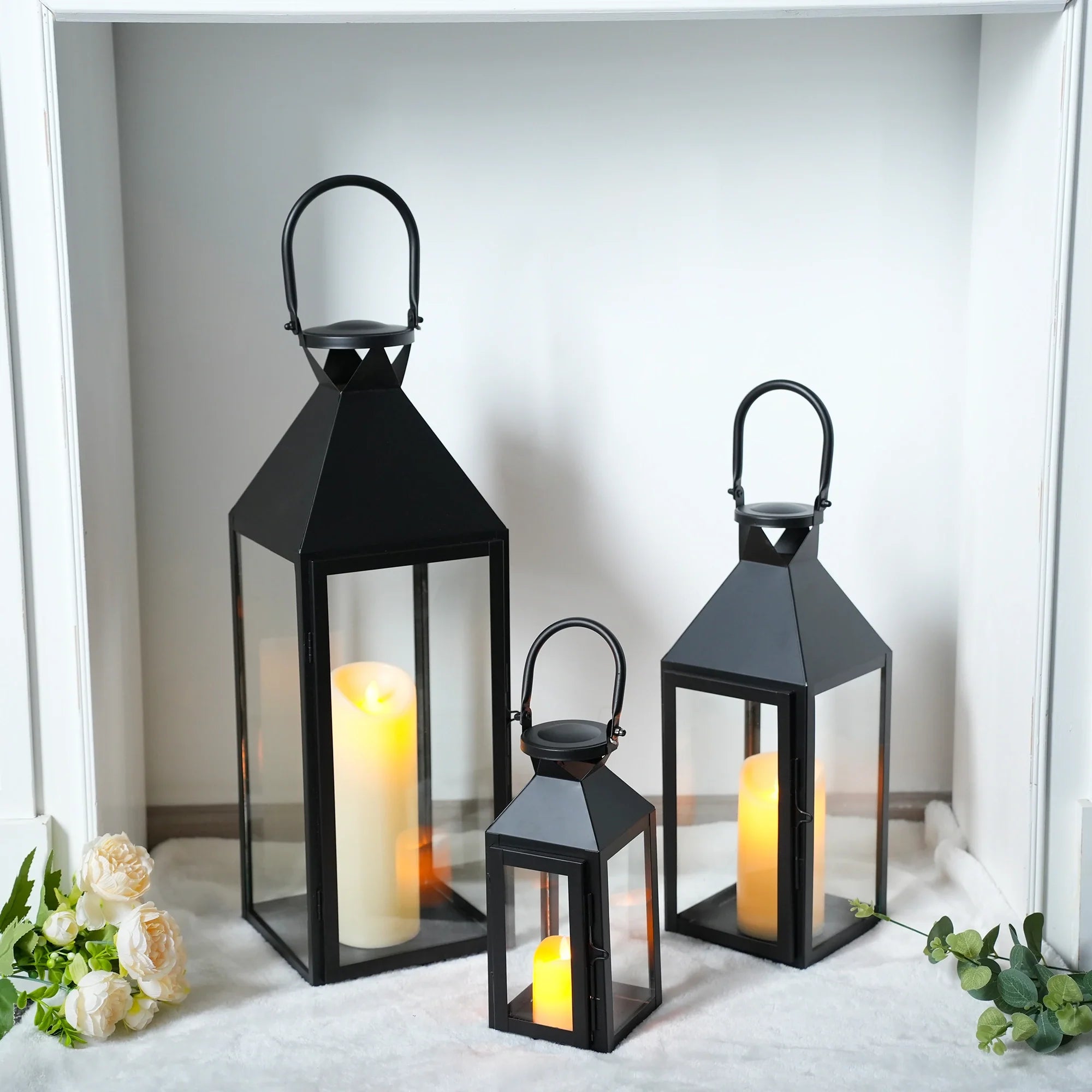 26"&19"& 13" High Elegant Candle Lantern Metal Lanterns for Versatile Indoor & Outdoor-2