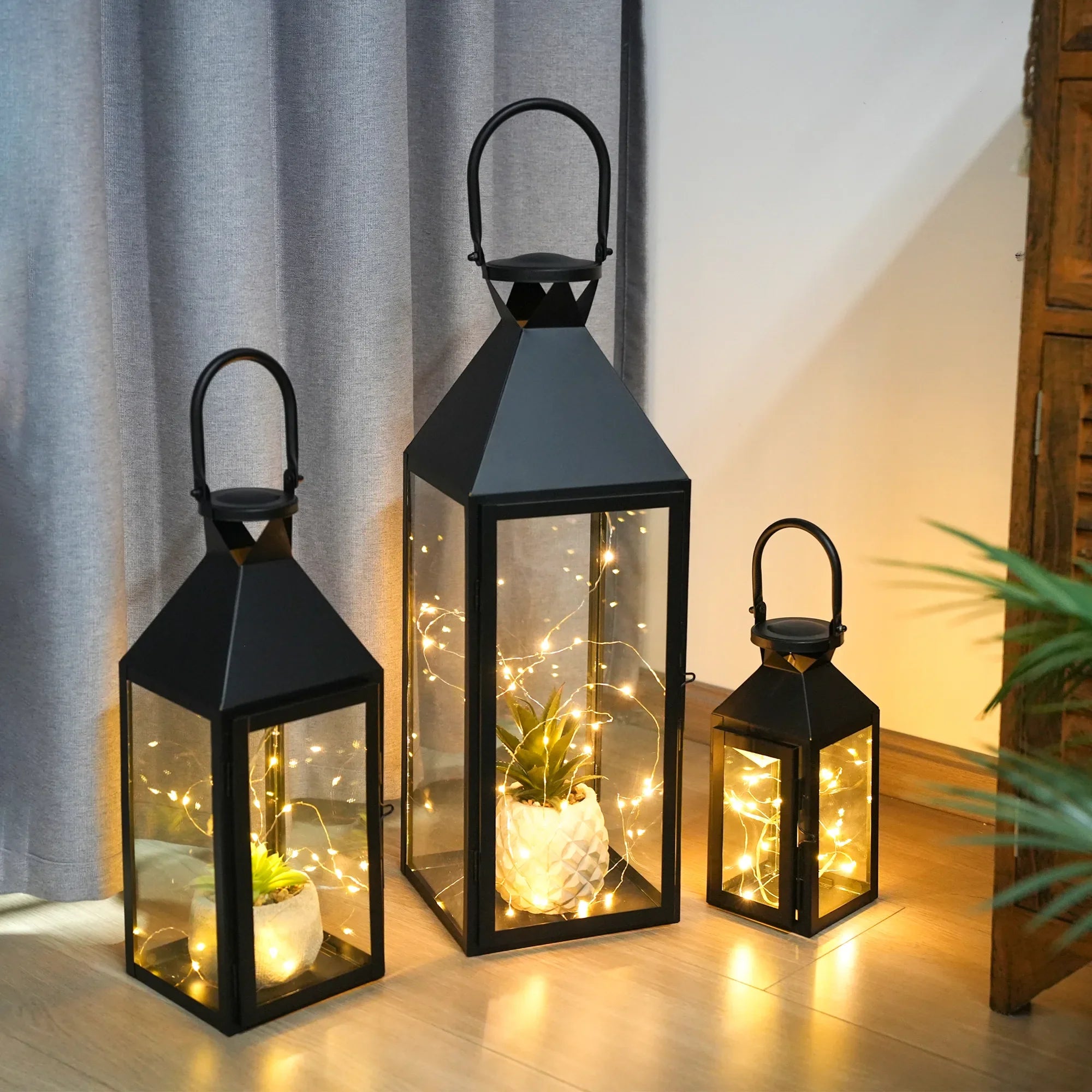 26"&19"& 13" High Elegant Candle Lantern Metal Lanterns for Versatile Indoor & Outdoor-3