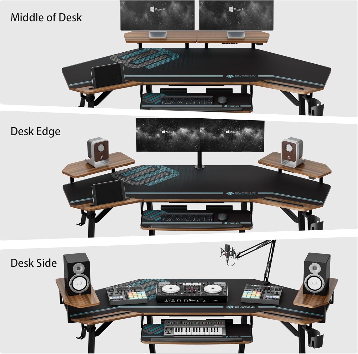 Large Wing-Shaped Gaming Desk With Keyboard Tray