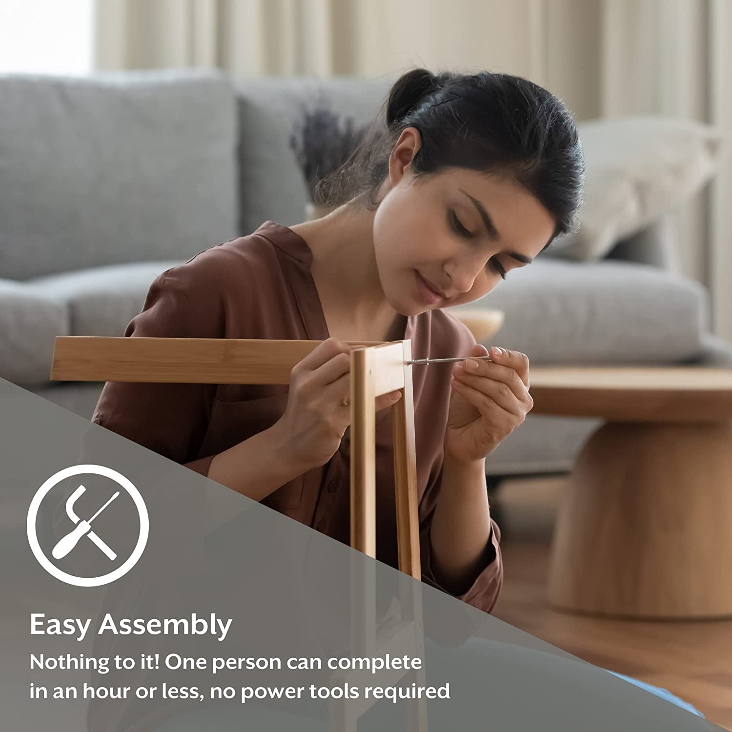 Laymon Modern Wood Bar Height Swivel Stool Gray Brown