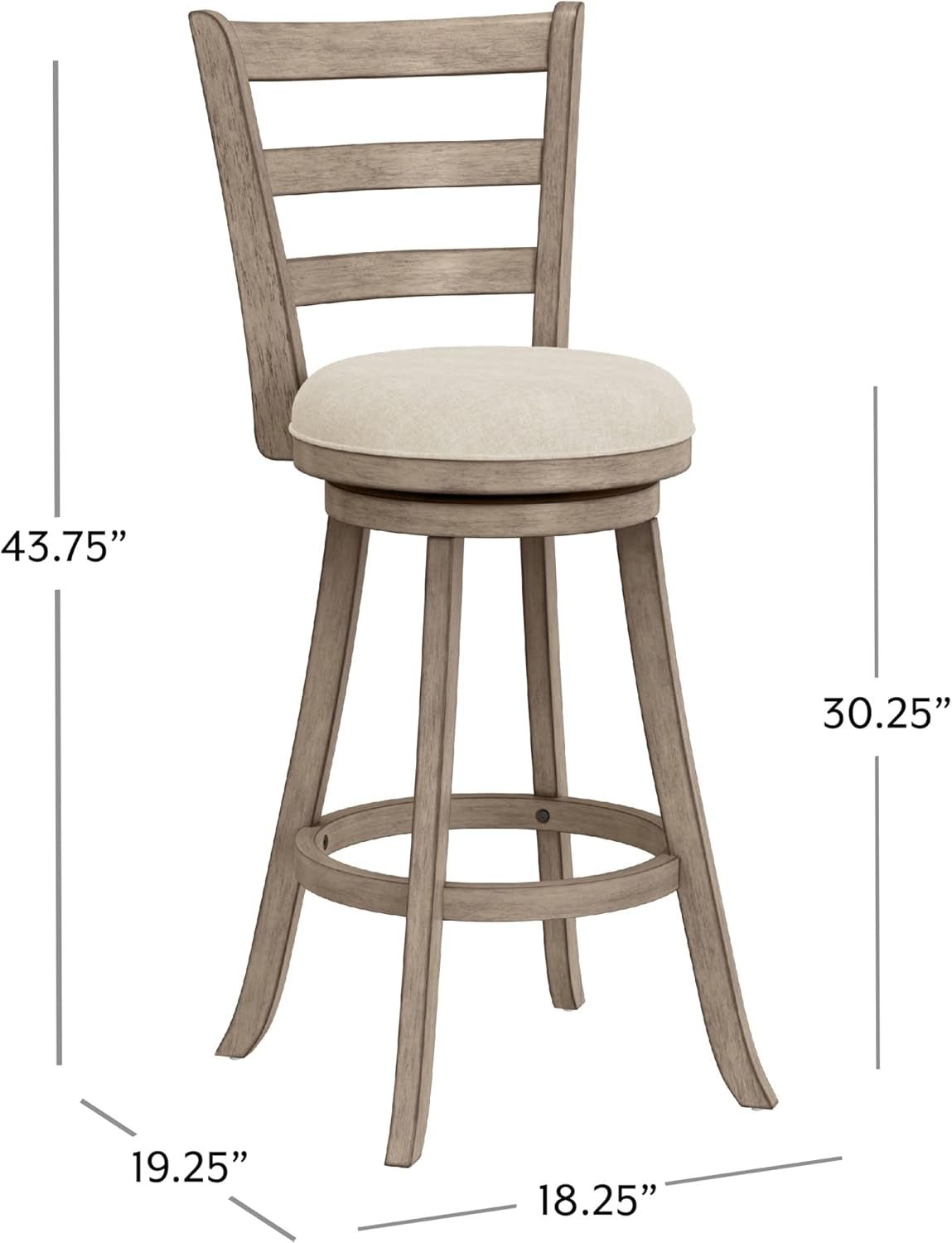 Laymon Modern Wood Bar Height Swivel Stool Gray Brown
