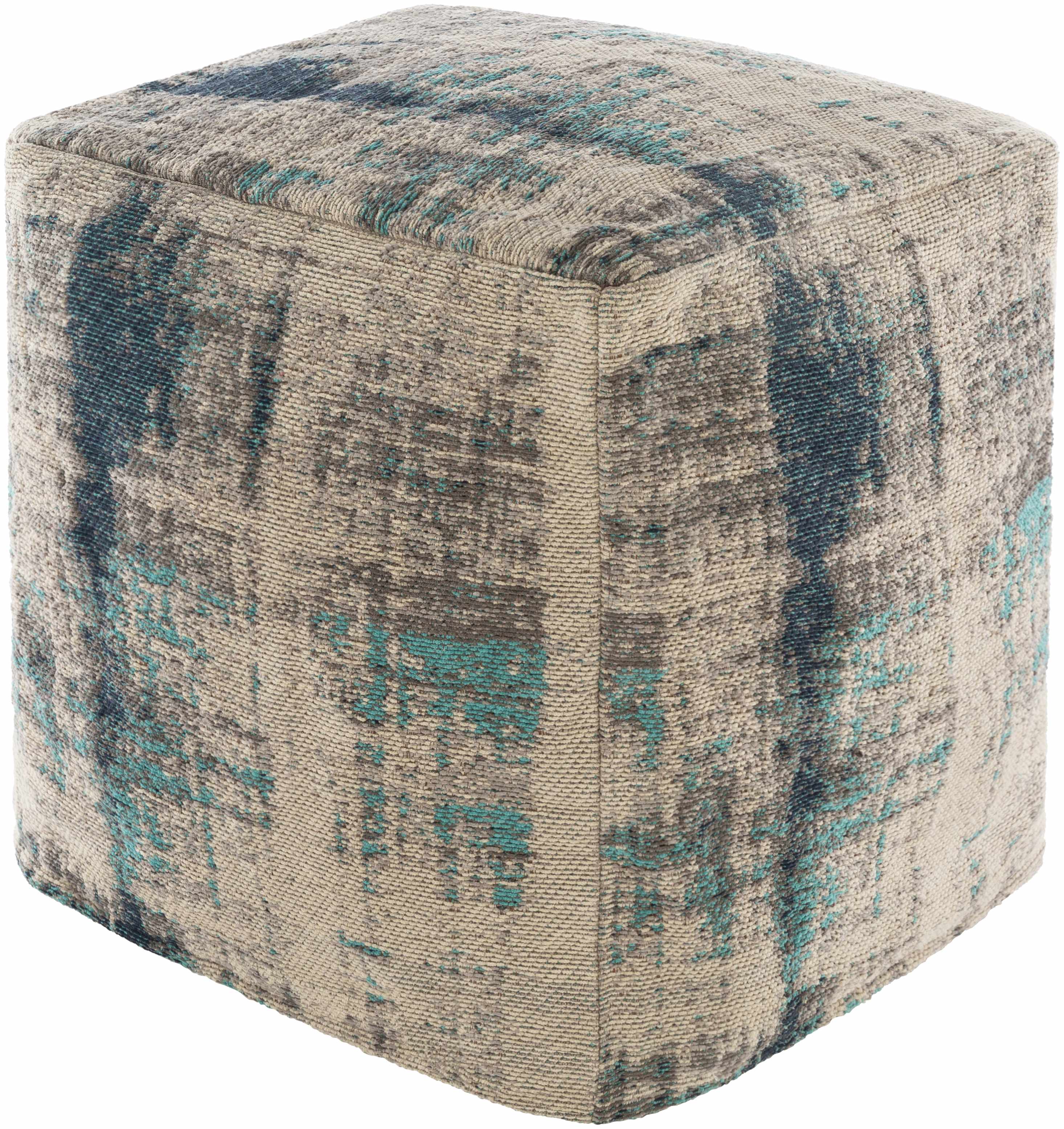 Albertville Knitted Gray Cotton Pouf-1