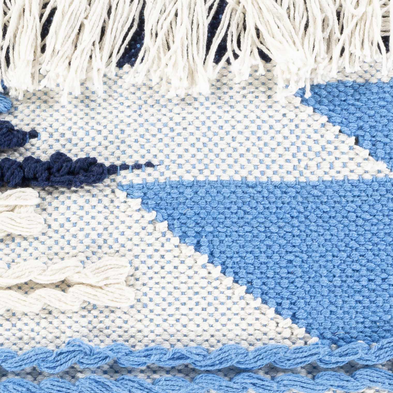 Lacaron Blue Chevron Fringe Lumbar Pillow - Clearance-4