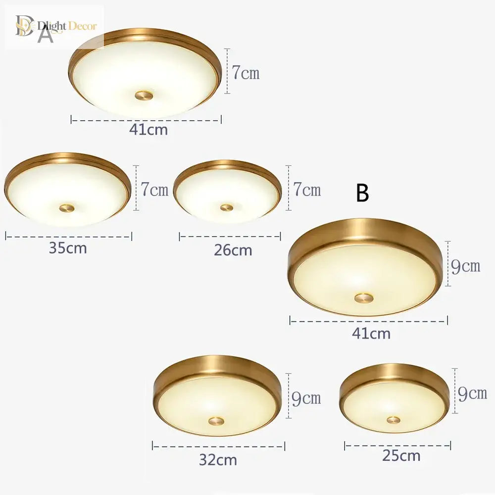 LED Brass Glass Ceiling Light | Modern Bedroom Lighting