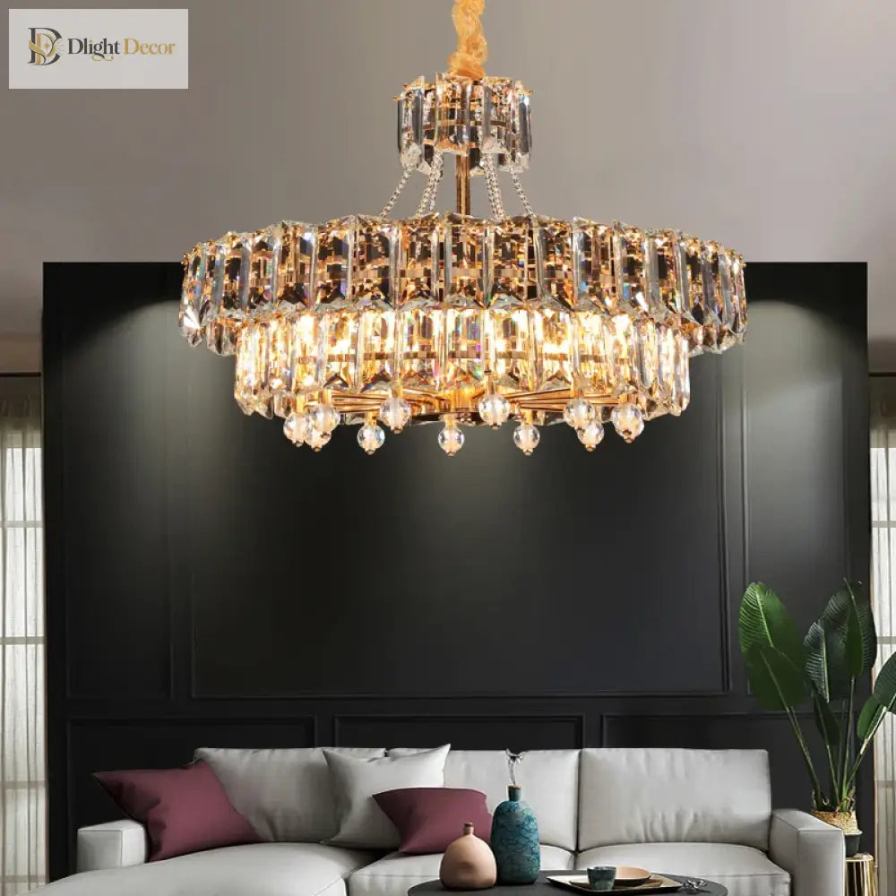 LED Crystal Gold Chandelier | Living Room Home Lighting